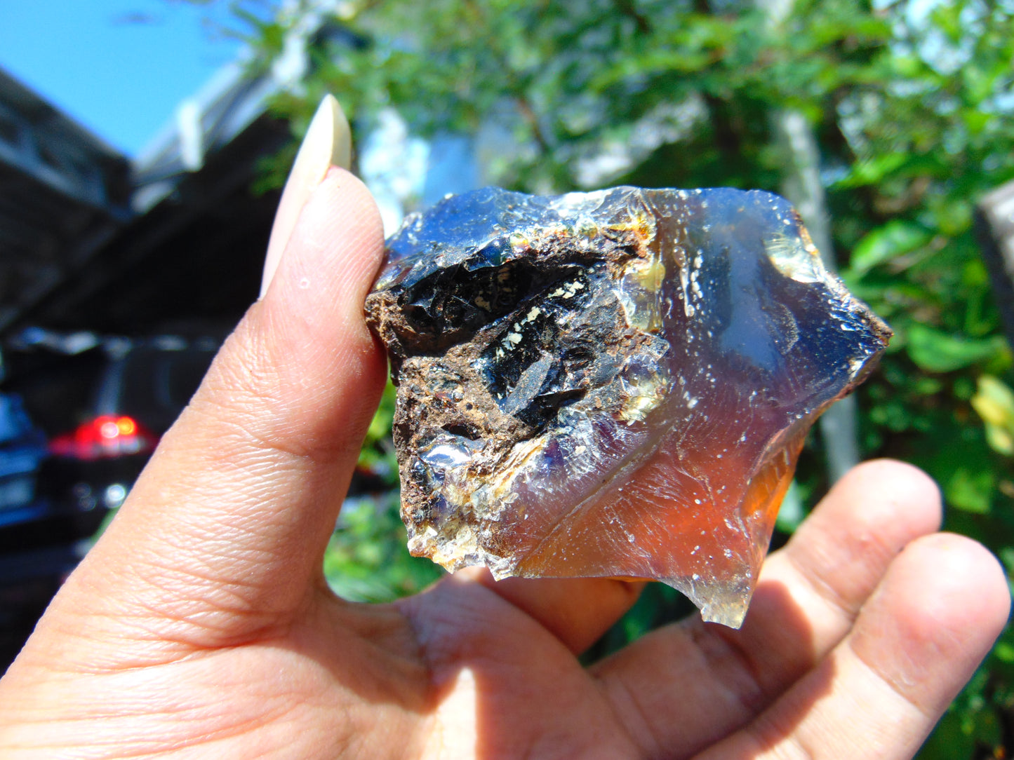 42 gram Rough Raw Indonesian Orange Blue Amber for Healing AGRB94