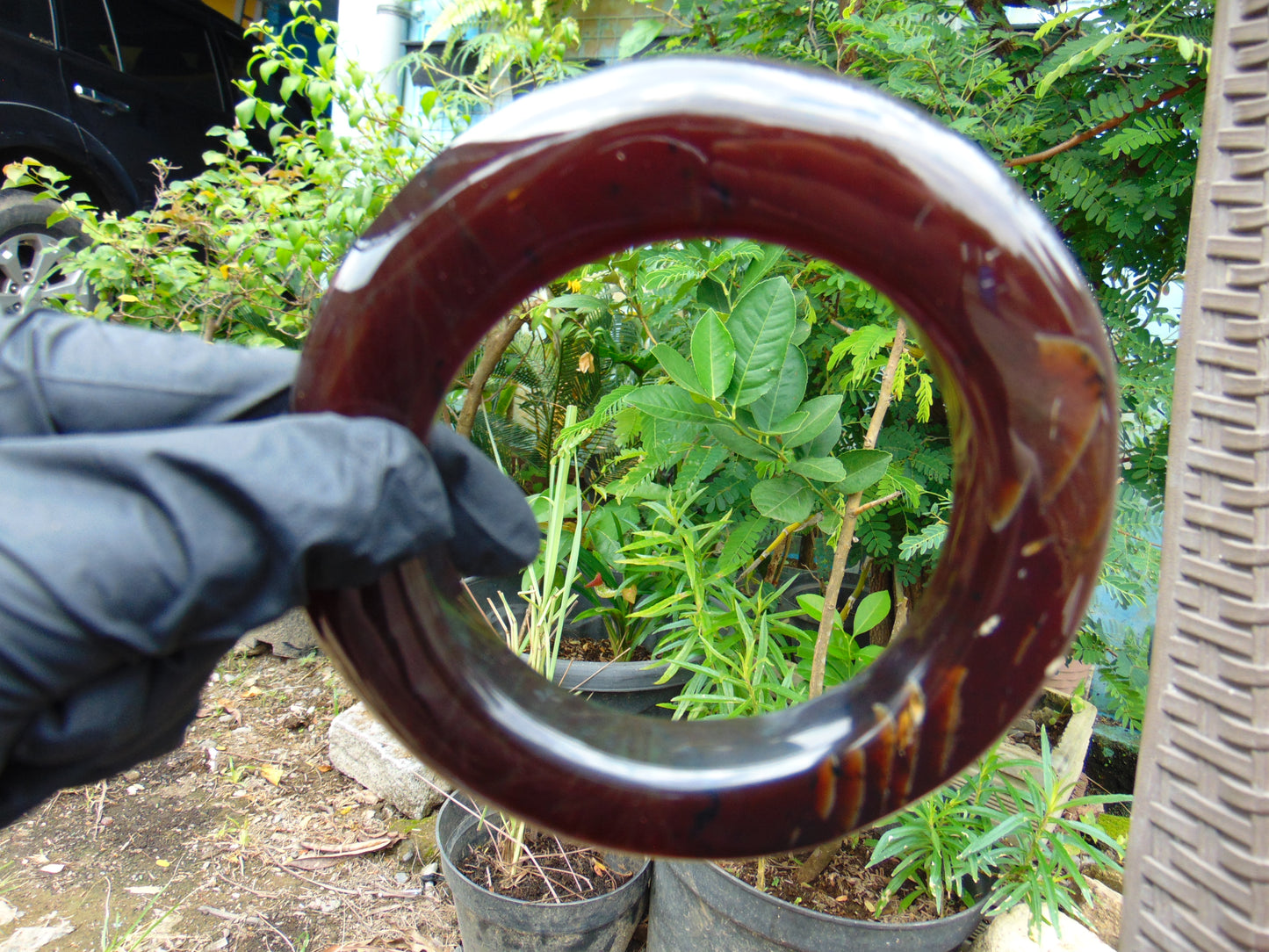 123 gr Big Bangle in hole 80 mm 22x20 mm Indonesian Sumatra Amber for Healing AJ17