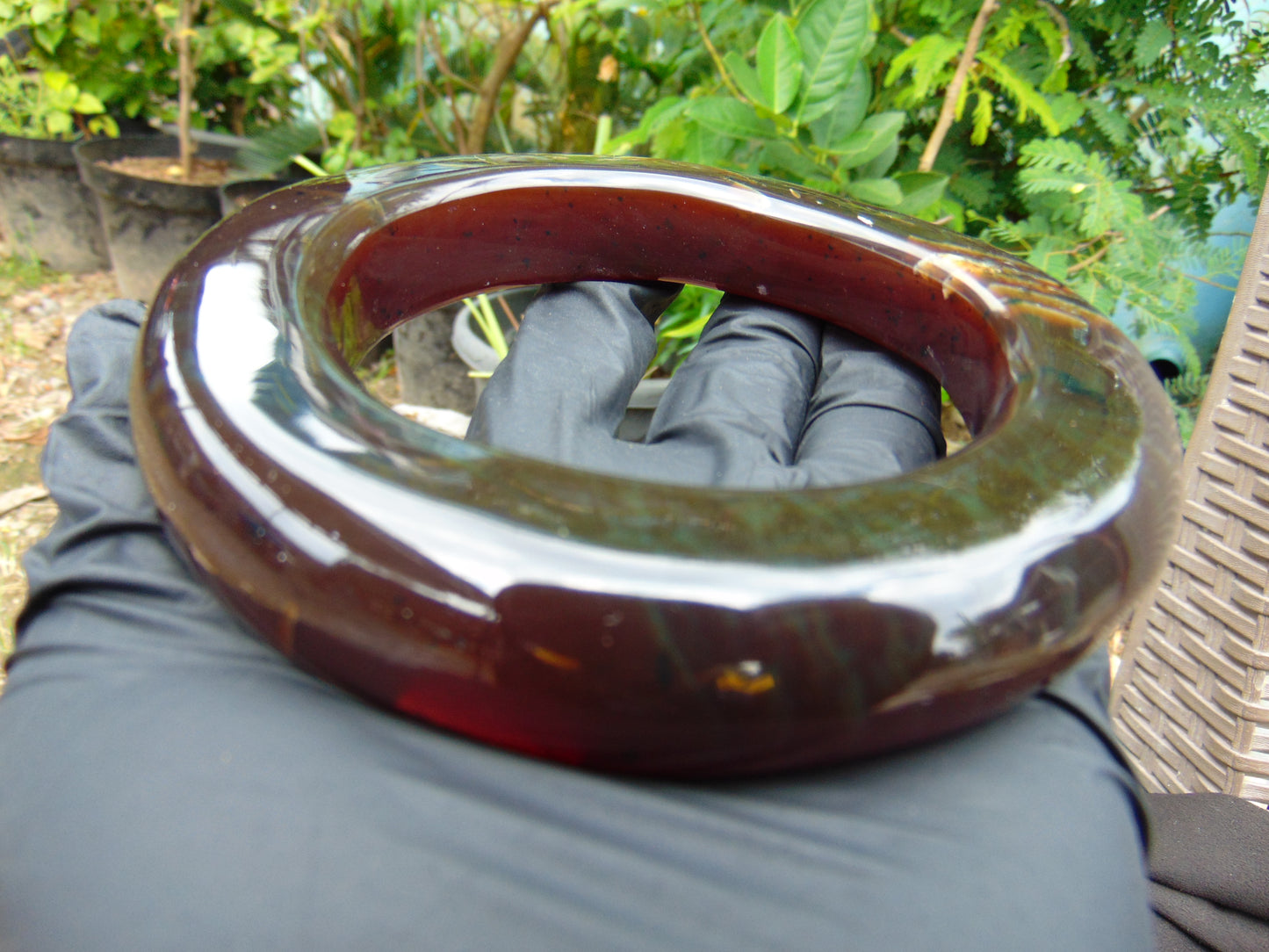 123 gr Big Bangle in hole 80 mm 22x20 mm Indonesian Sumatra Amber for Healing AJ17