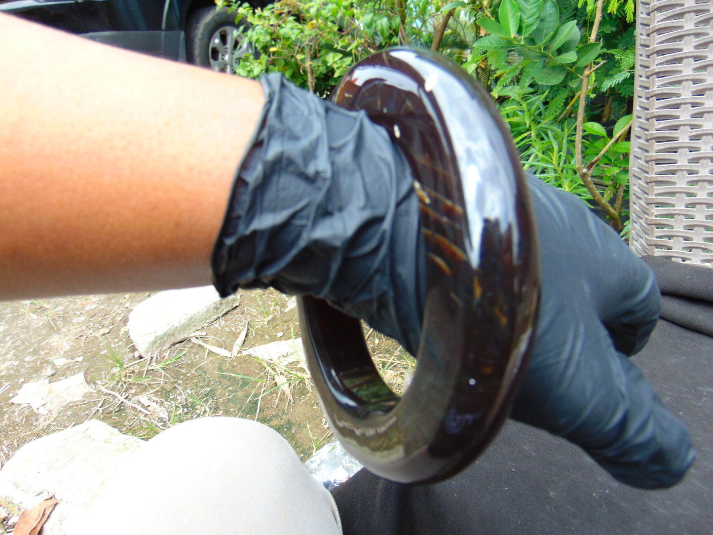 123 gr Big Bangle in hole 80 mm 22x20 mm Indonesian Sumatra Amber for Healing AJ17