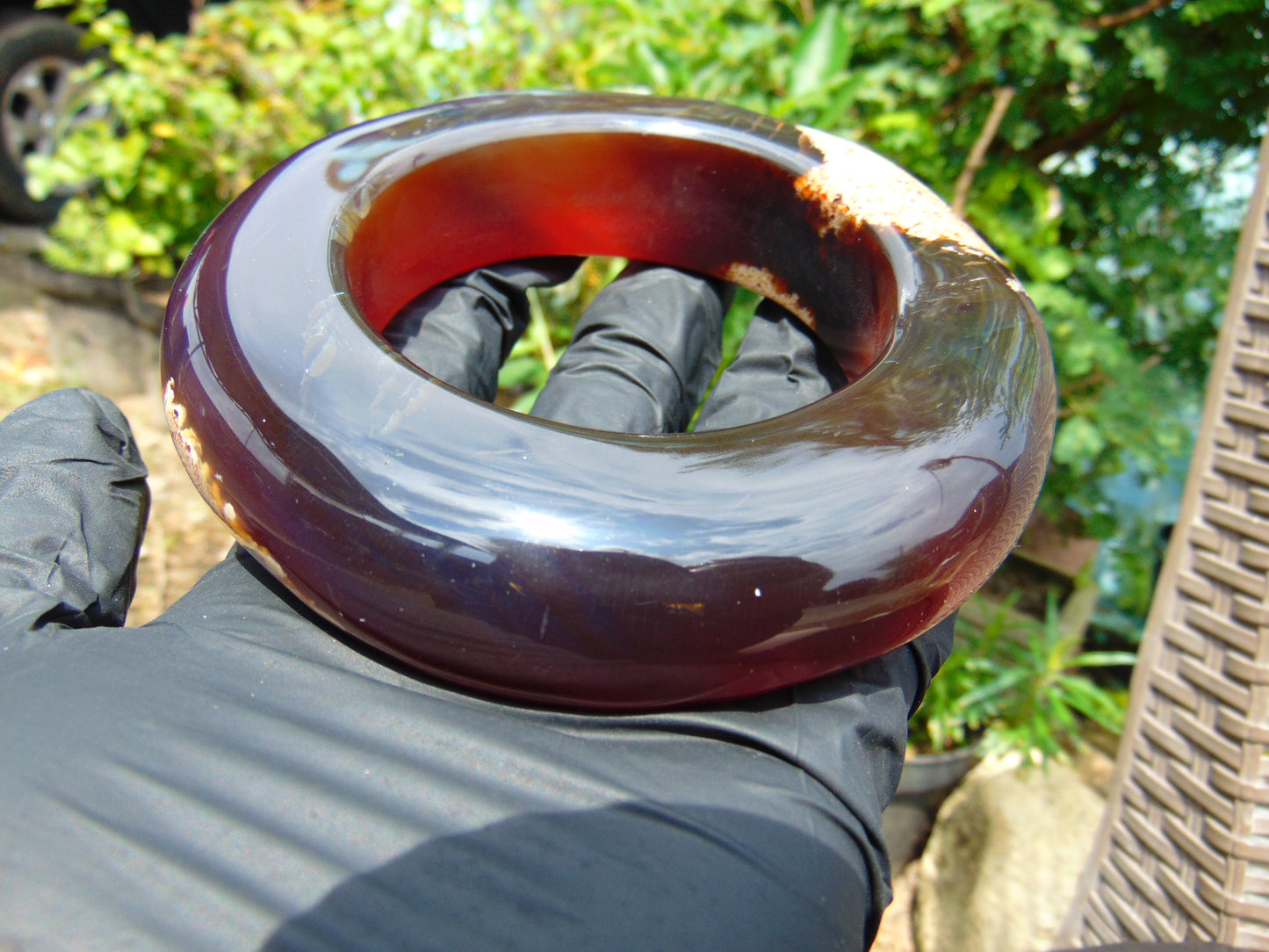 141 gr Big Bangle in hole 70 mm 25x25 mm Indonesian Sumatra Amber for Healing AJ16