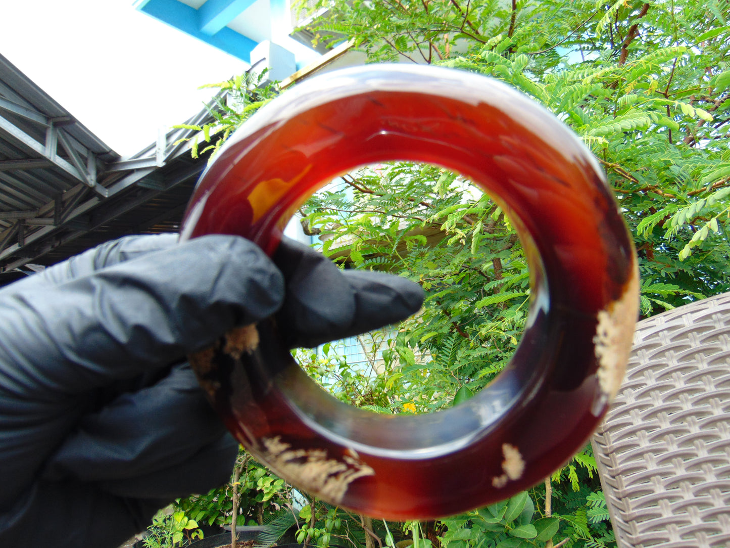 141 gr Big Bangle in hole 70 mm 25x25 mm Indonesian Sumatra Amber for Healing AJ16