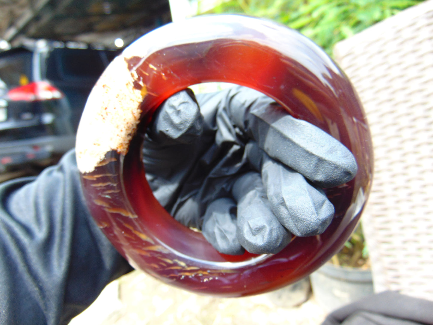 141 gr Big Bangle in hole 70 mm 25x25 mm Indonesian Sumatra Amber for Healing AJ16