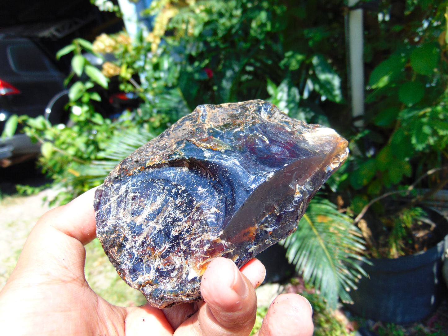138 gram Rough Raw Indonesian Orange Blue Amber for Healing AGRB96