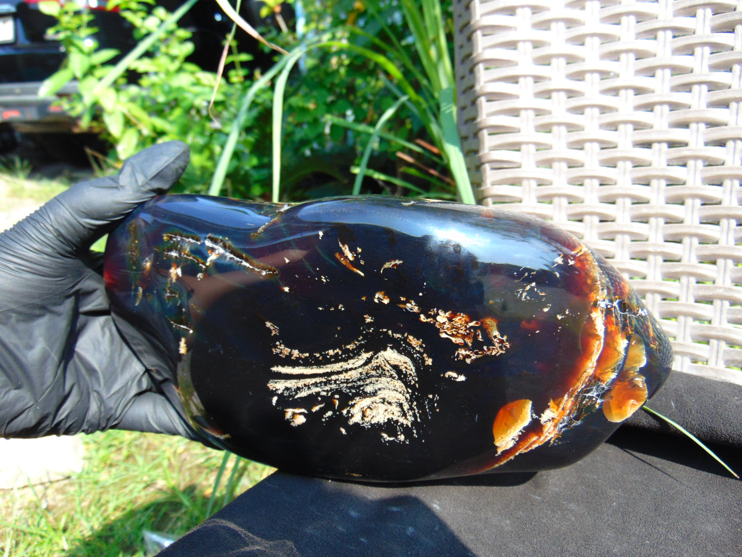 1167 gram full polished 25x12x7 cm Indonesian Dark Blue Amber for Healing AR82