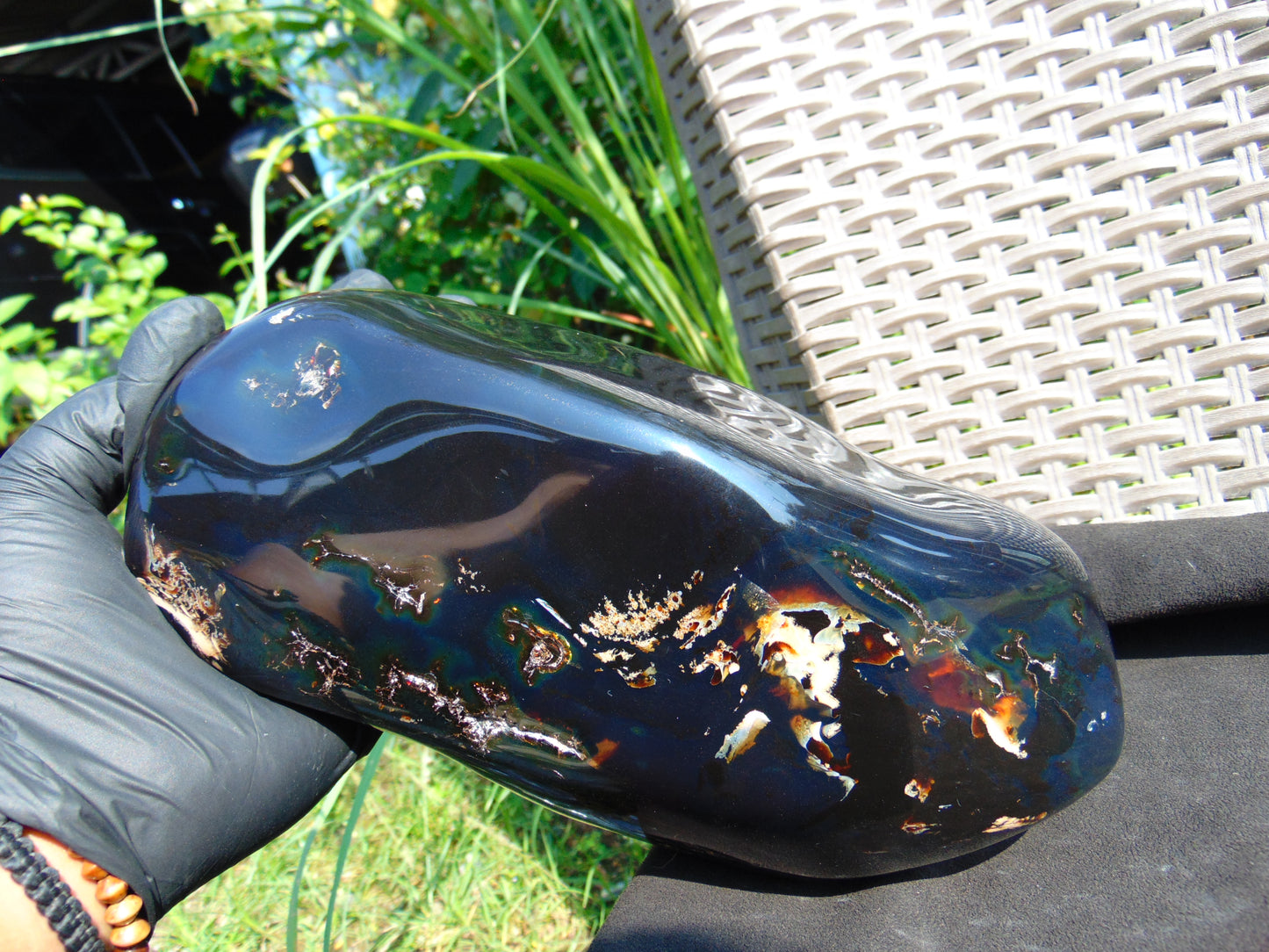 1167 gram full polished 25x12x7 cm Indonesian Dark Blue Amber for Healing AR82