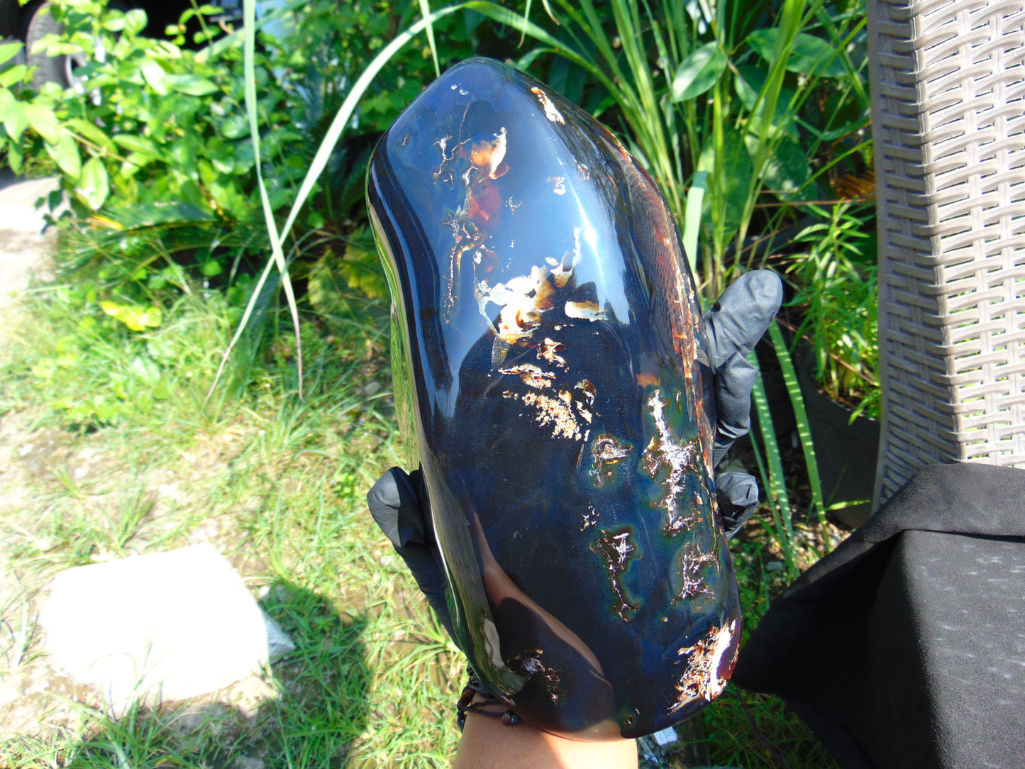 1167 gram full polished 25x12x7 cm Indonesian Dark Blue Amber for Healing AR82