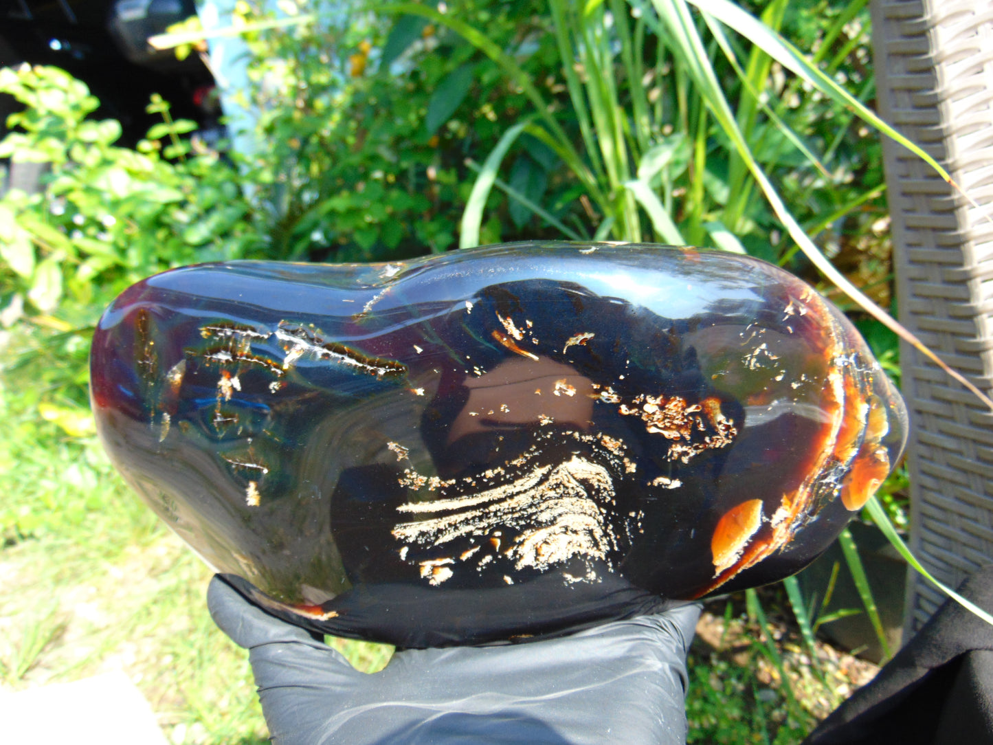1167 gram full polished 25x12x7 cm Indonesian Dark Blue Amber for Healing AR82
