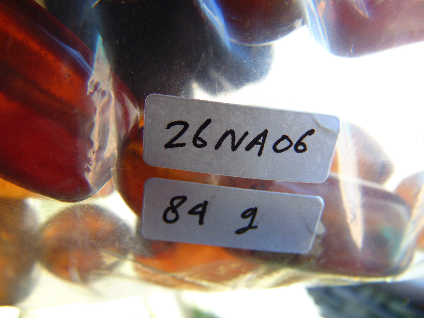 84 gr Small Necklace beads Indonesian Crystal Red Blue Amber for Healing 26NA06