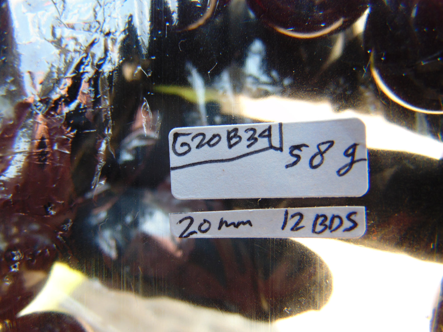 58 gram 12 Beads Mala Bracelet Indonesian Black Red Amber 20 mm for Healing G20B34