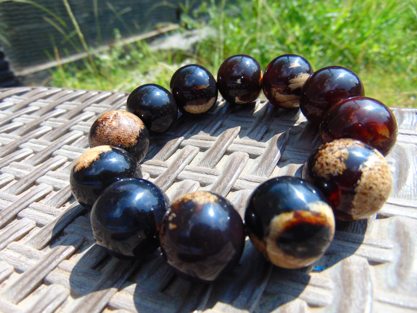 56 gram 12 Beads Mala Bracelet Indonesian Cherry Red Amber 20 mm for Healing G20B35