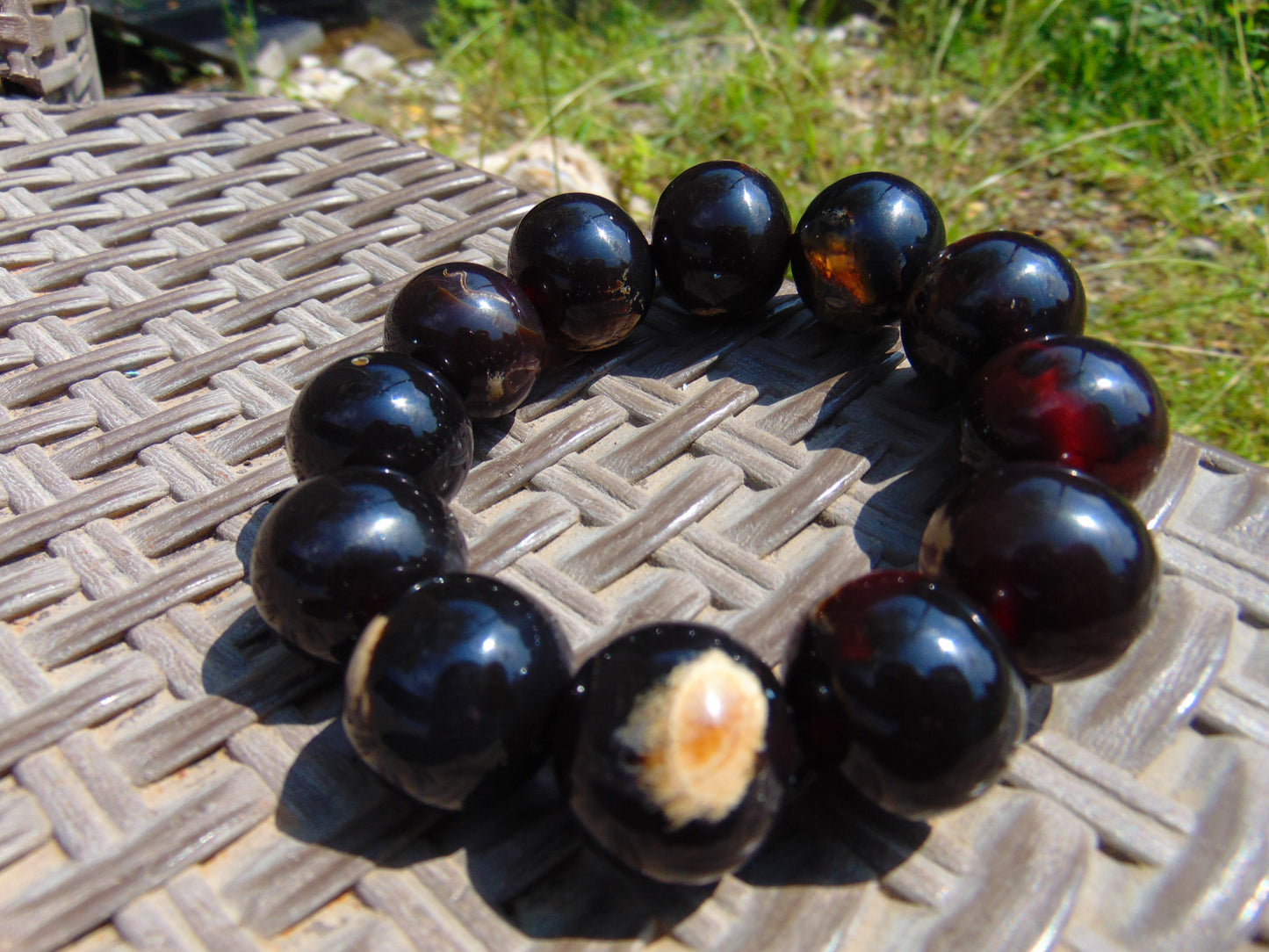 56 gram 12 Beads Mala Bracelet Indonesian Cherry Red Amber 20 mm for Healing G20B33