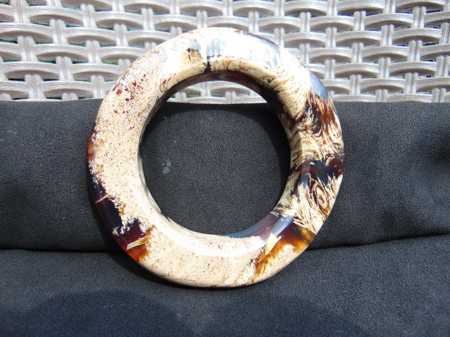 160 gr Big Bangle in hole 75 mm 23x21 mm Indonesian Sumatran White Amber for Healing EU21