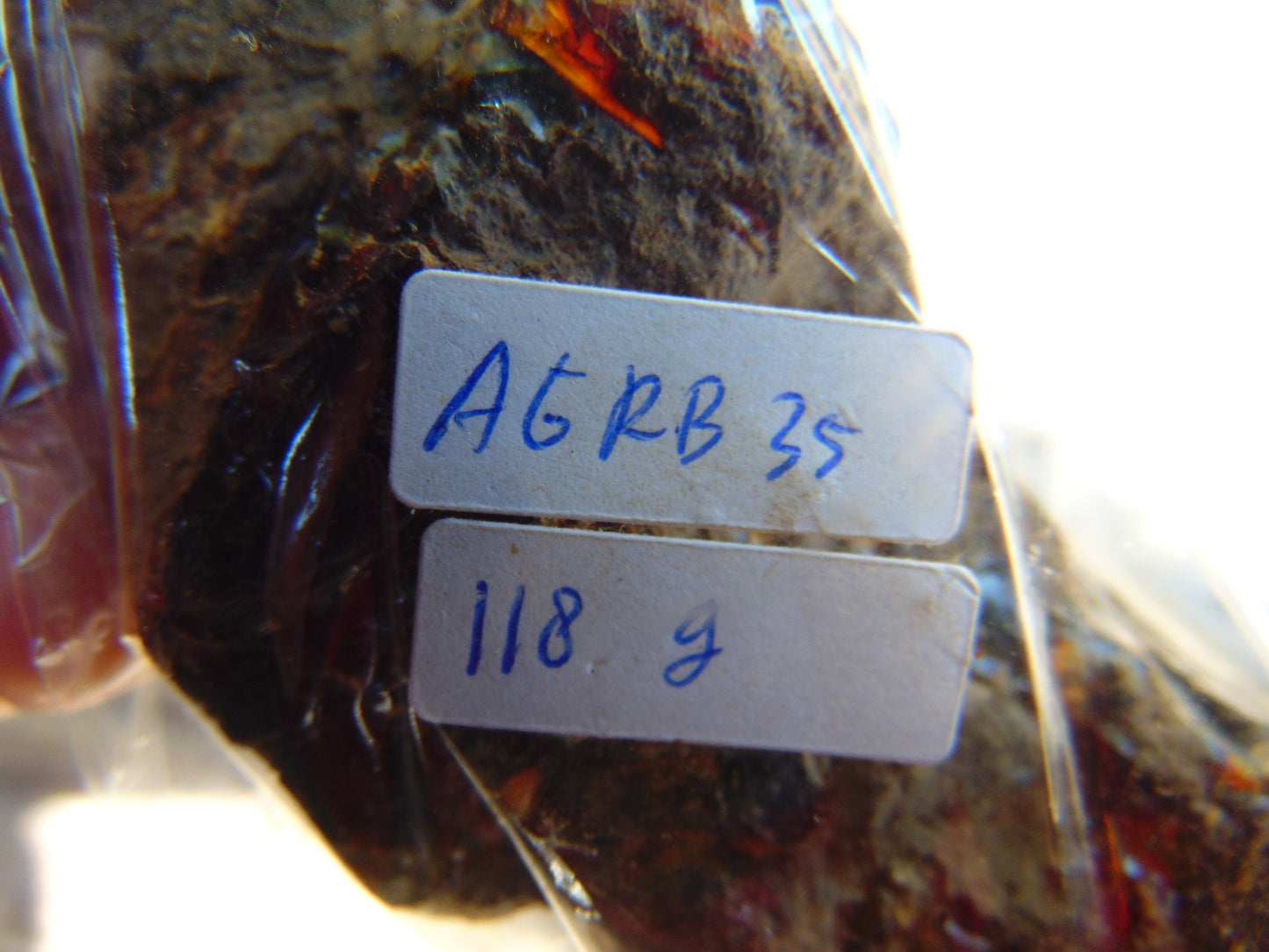 118 gram Rough Raw Indonesian Inclusion Blue Amber for Healing AGRB35