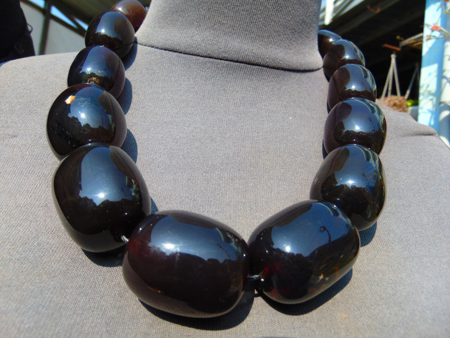 214 gr Big Necklace Indonesian Dark Red Amber for Healing A789
