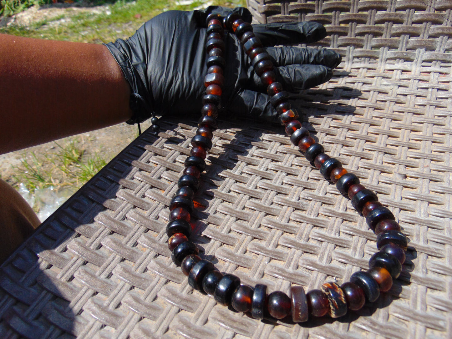71 gr Small Beads Combination Necklace Indonesian Dark Red Amber for Healing NC8