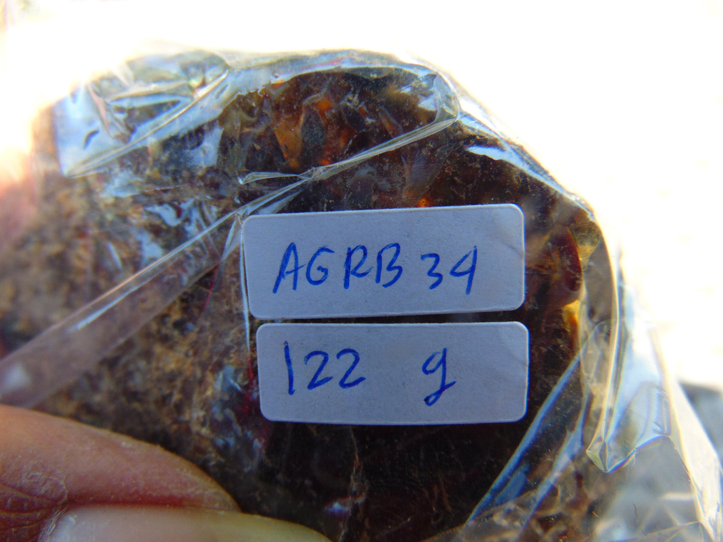 122 gram Rough Raw Indonesian Inclusion Blue Amber for Healing AGRB34
