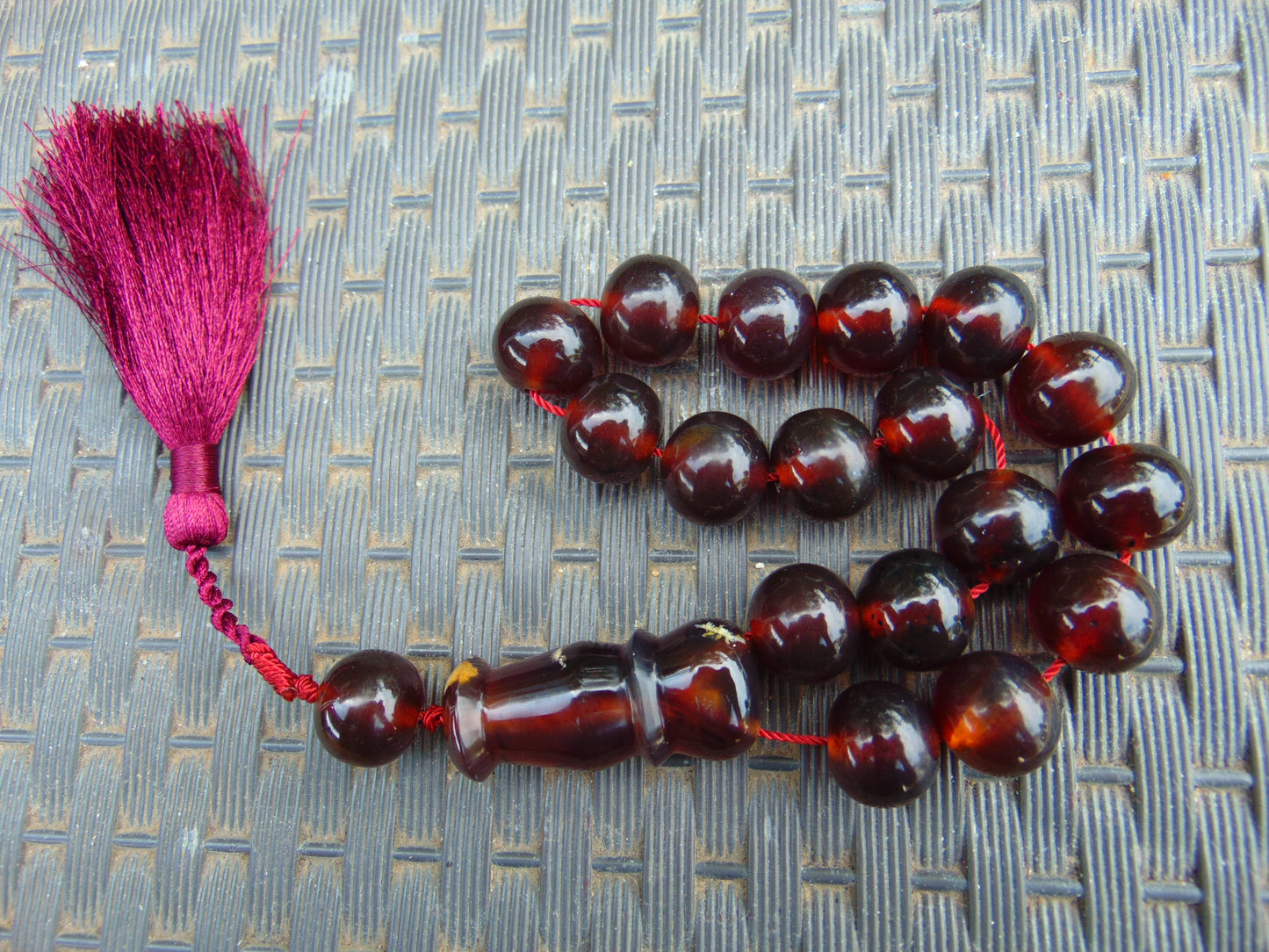 49 gr hand Tasbih 17 Beads 18 mm Indonesian Red Blue Amber for Healing TR10