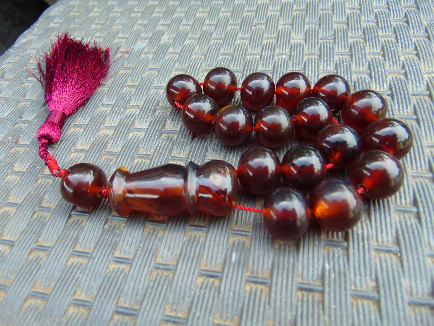49 gr hand Tasbih 17 Beads 18 mm Indonesian Red Blue Amber for Healing TR10