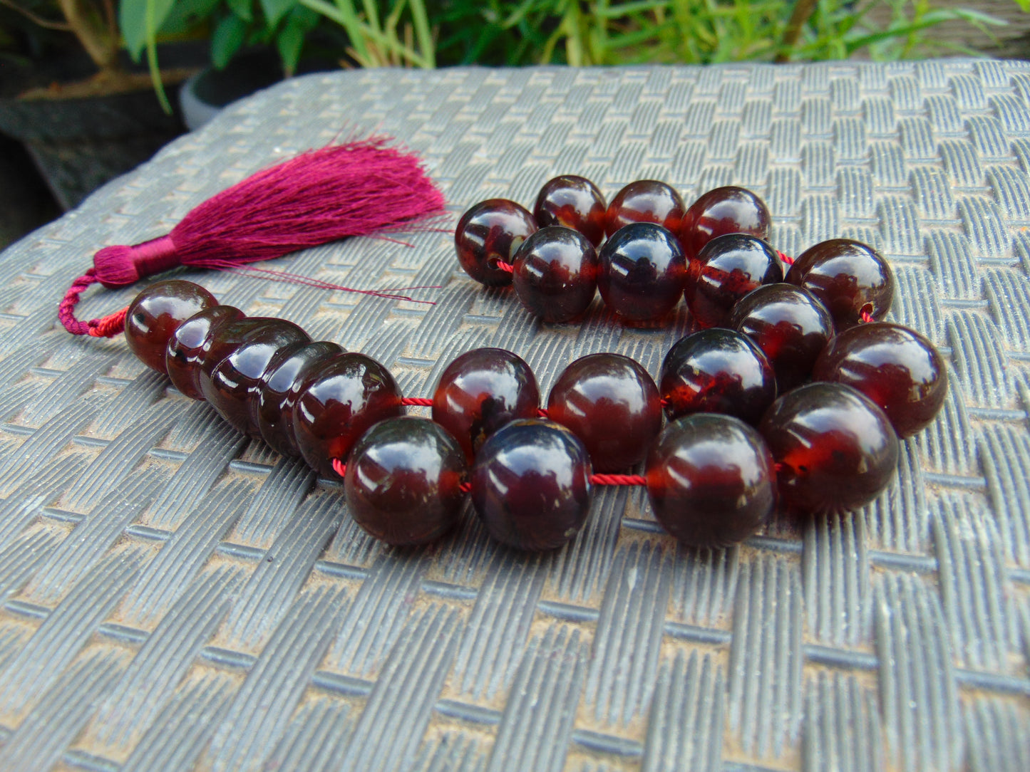 51 gr Hand Tasbih 17 Beads 18 mm Indonesian Red Amber for Healing TR7