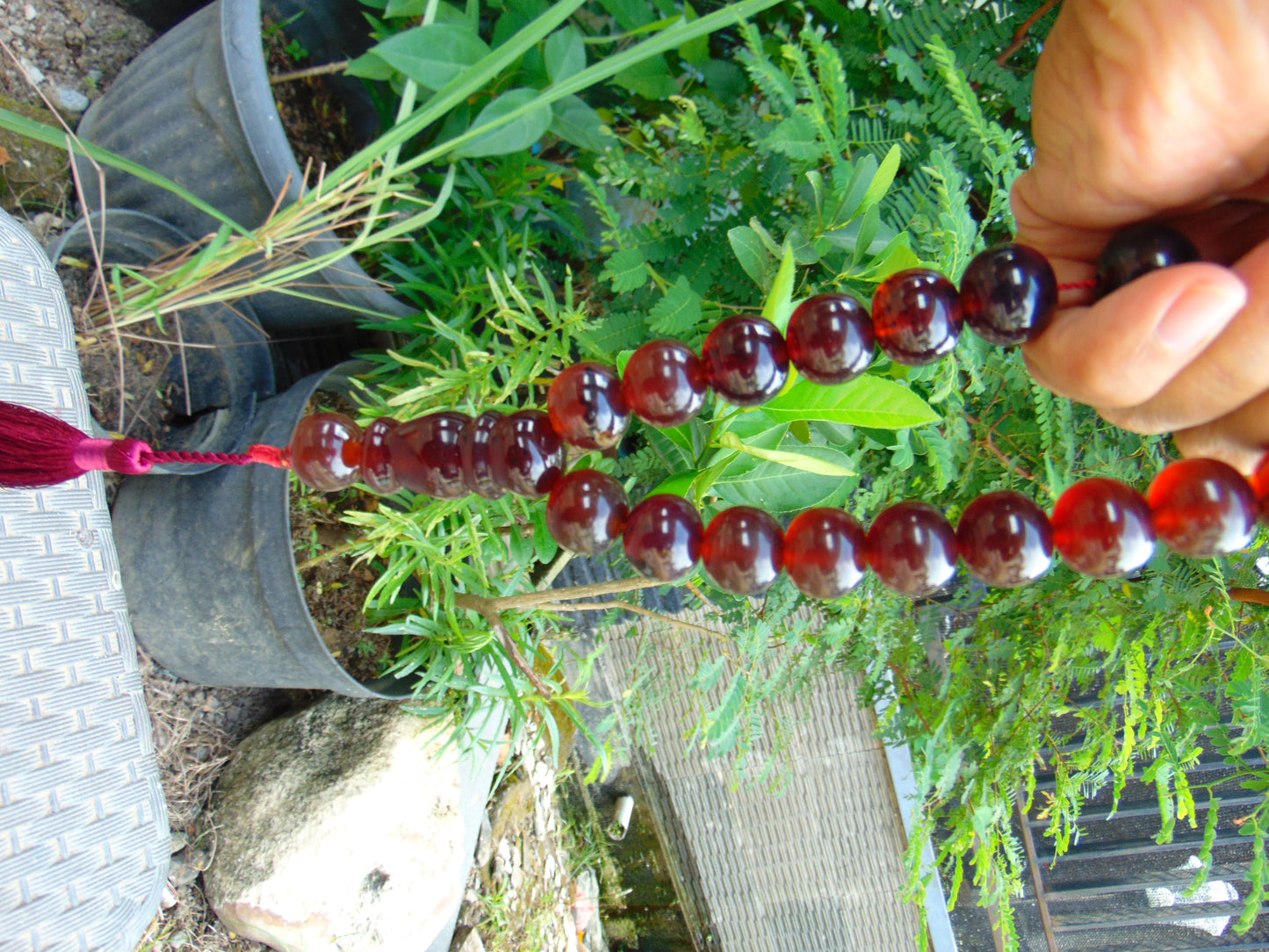 51 gr Hand Tasbih 17 Beads 18 mm Indonesian Red Amber for Healing TR7