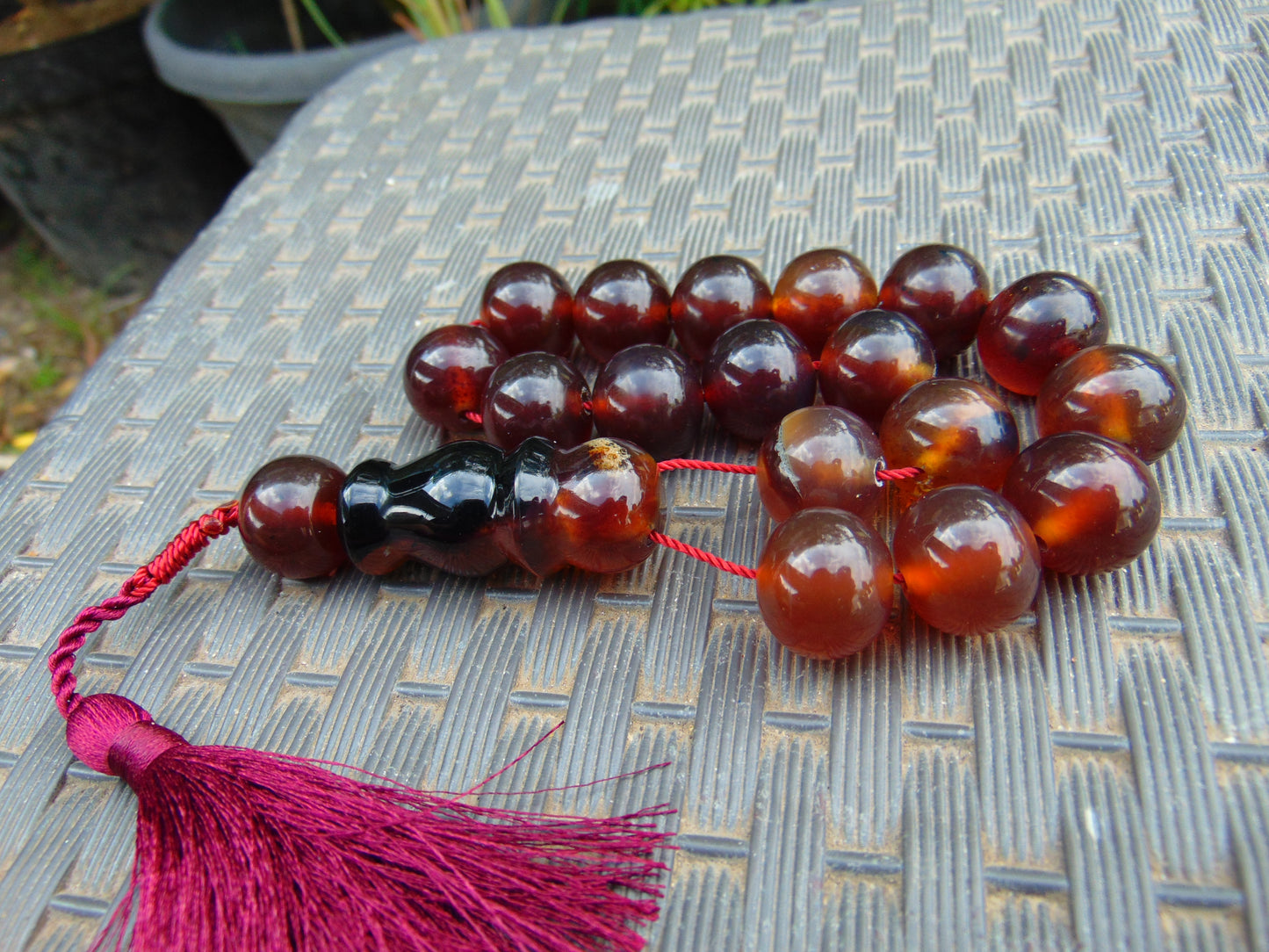 50 gr Hand Tasbih 17 Beads 18 mm Indonesian Crystal Red Amber for Healing TR13
