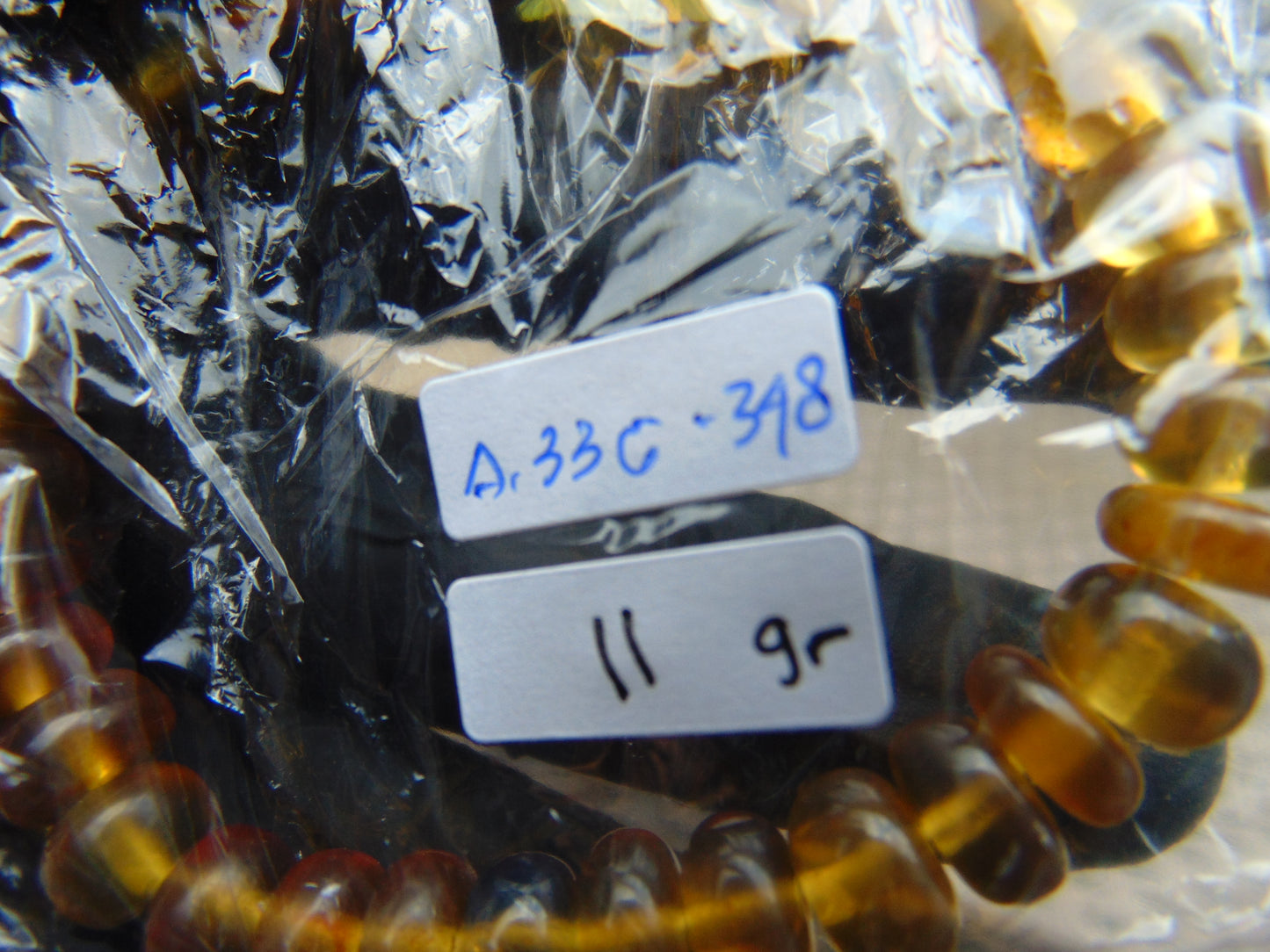 11 Gram Small Beads Bracelet Indonesian Yellow Blue Amber for Healing A33G348