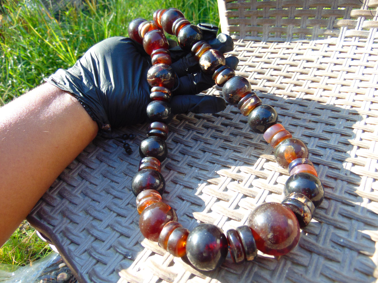 212 gr Big Necklace Indonesian Dark Red Amber for Healing NEC47