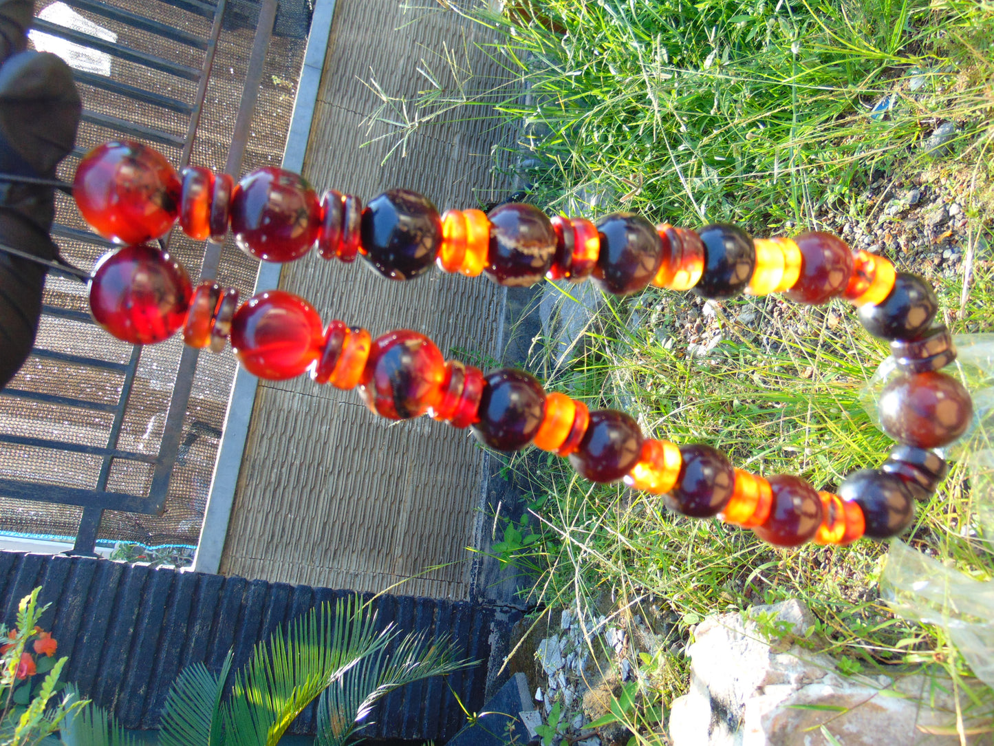 212 gr Big Necklace Indonesian Dark Red Amber for Healing NEC47