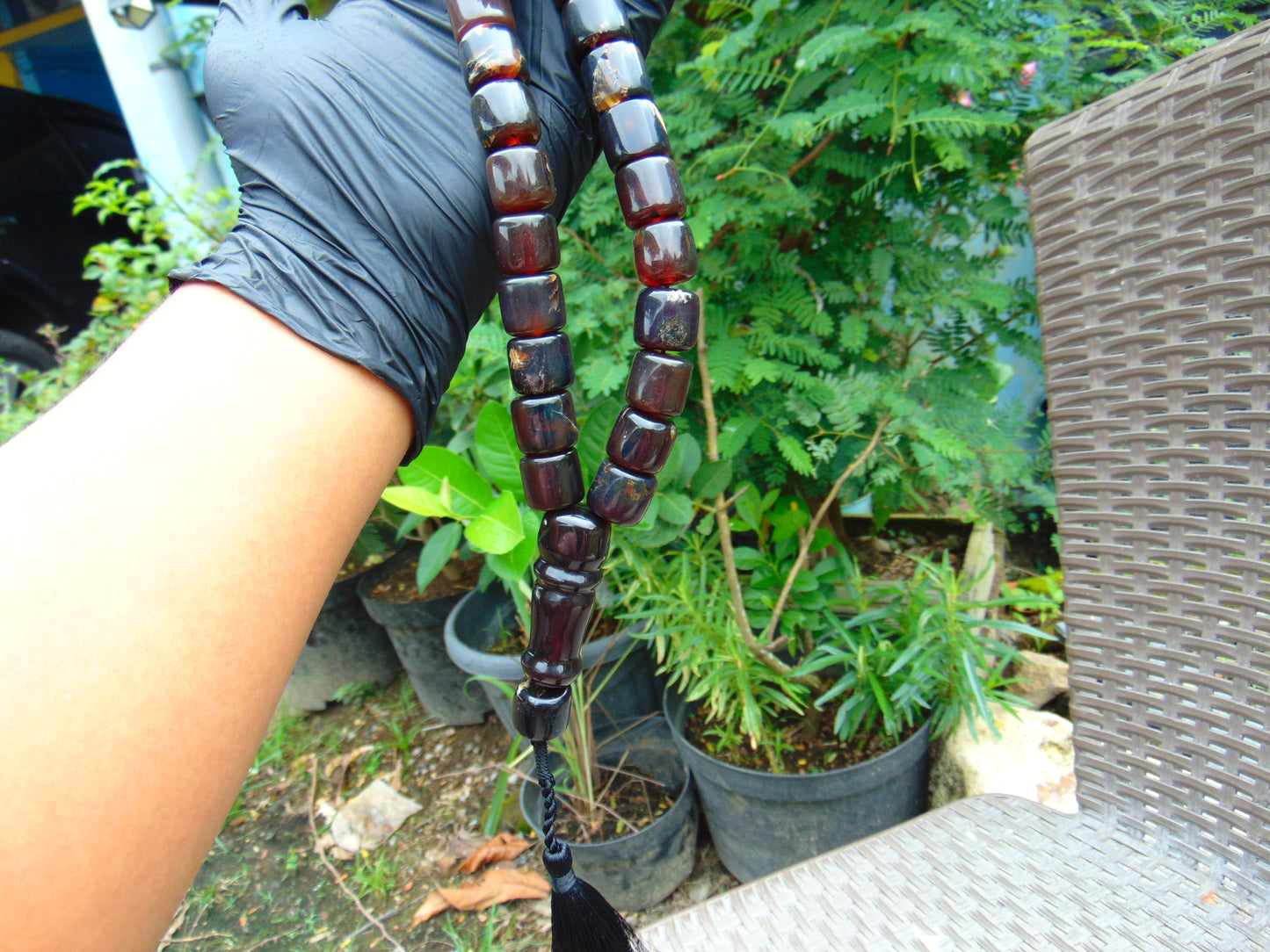 84 gr Komboloi Rosary 22 Beads 15x15 mm Indonesian Dark Red Amber for Healing CO8