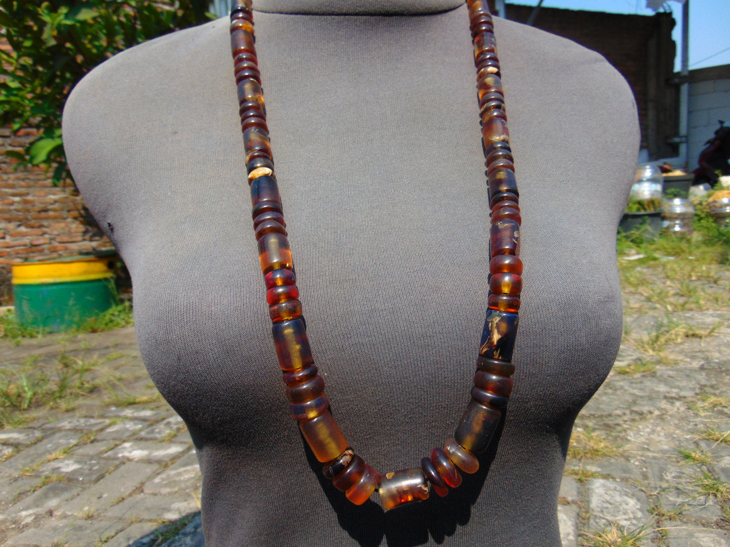 66 gr 73 Beads Combination Necklace Indonesian Sumatra Amber for Healing string 50 cm NC56