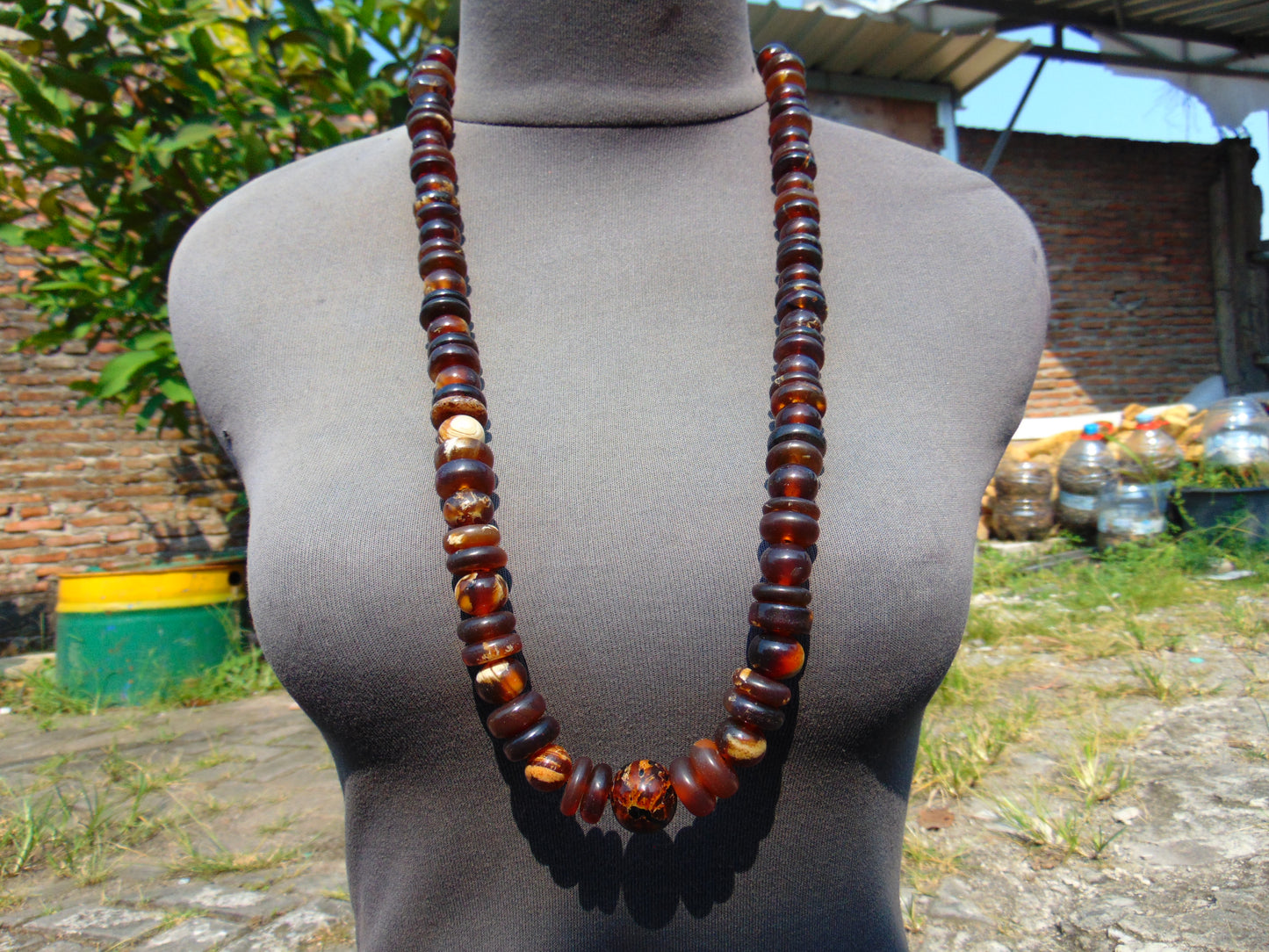 82 gr 79 Beads Combination Necklace Indonesian Sumatra Amber for Healing string 50 cm NC31