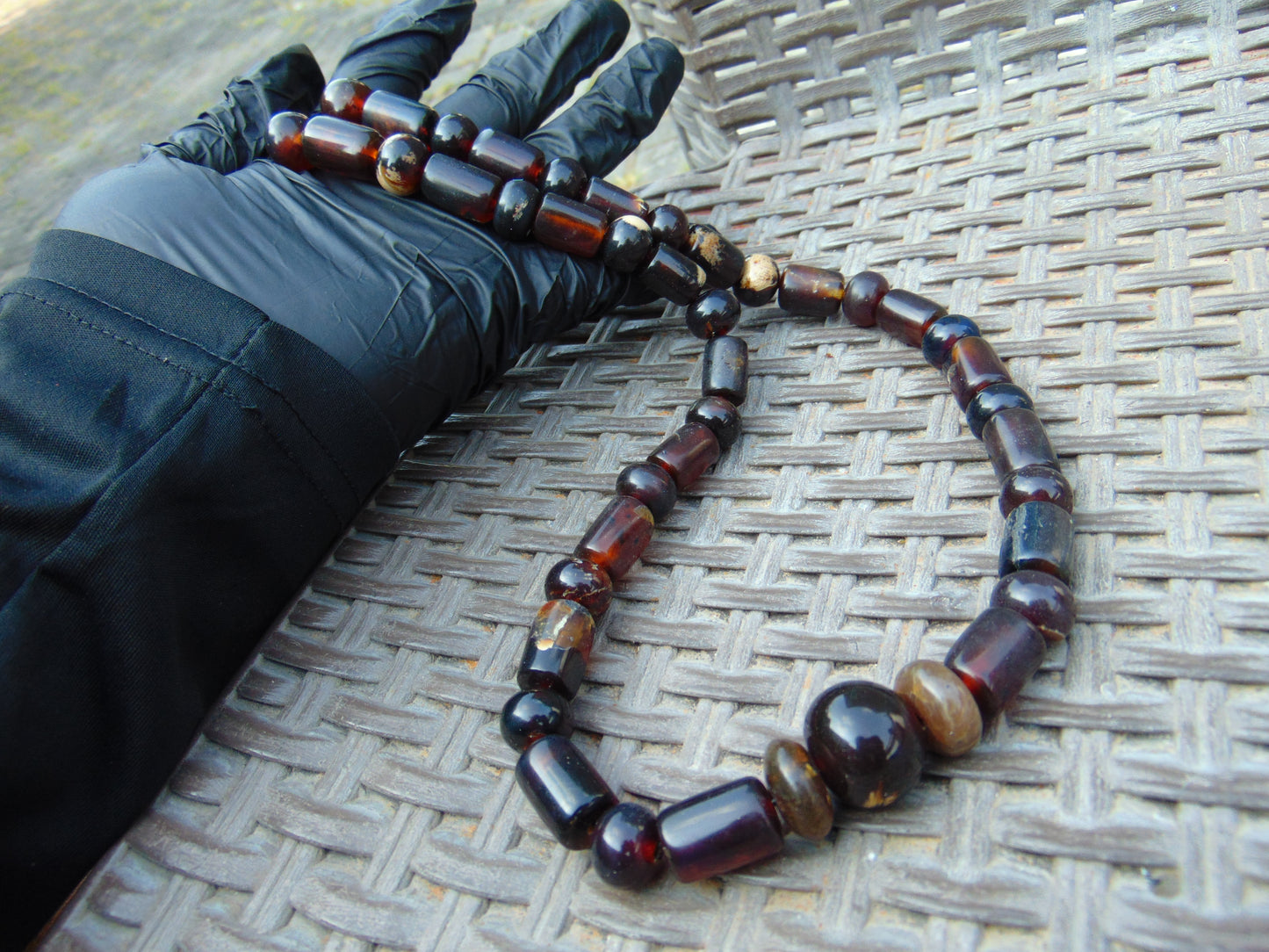 67 gr 43 Beads Combination Necklace Indonesian Sumatra Amber for Healing string 50 cm NC32