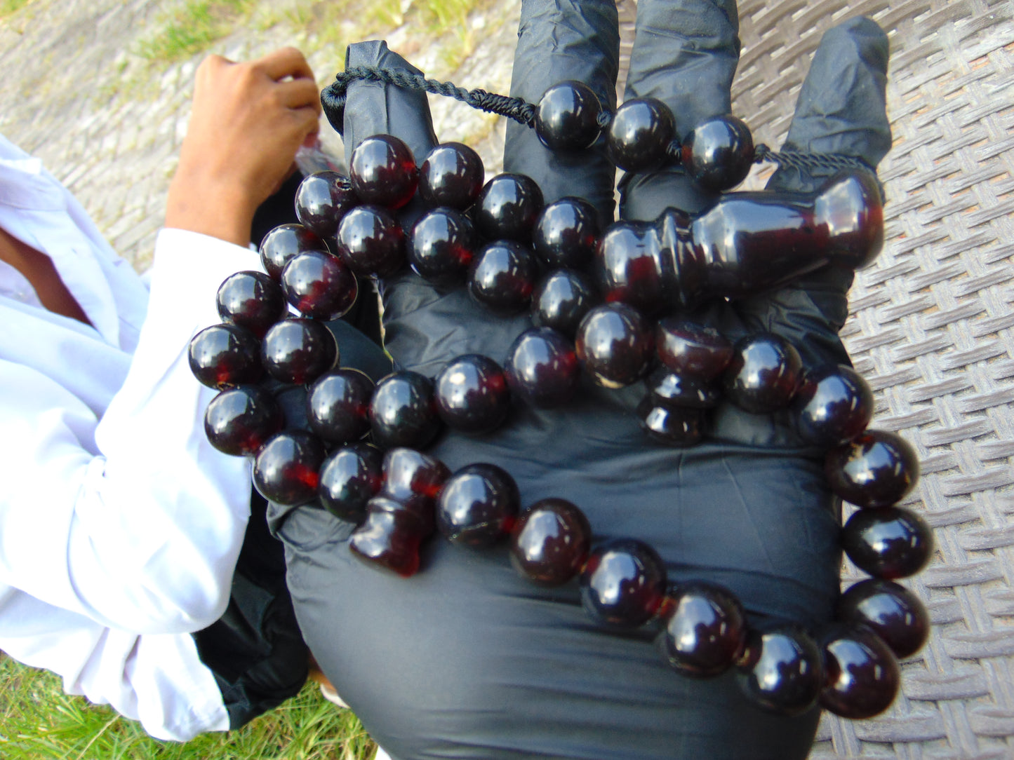 73 gr Tasbih 36 Beads 14 mm Mesbah Rosary Indonesian Cherry Red Amber for Healing FR48