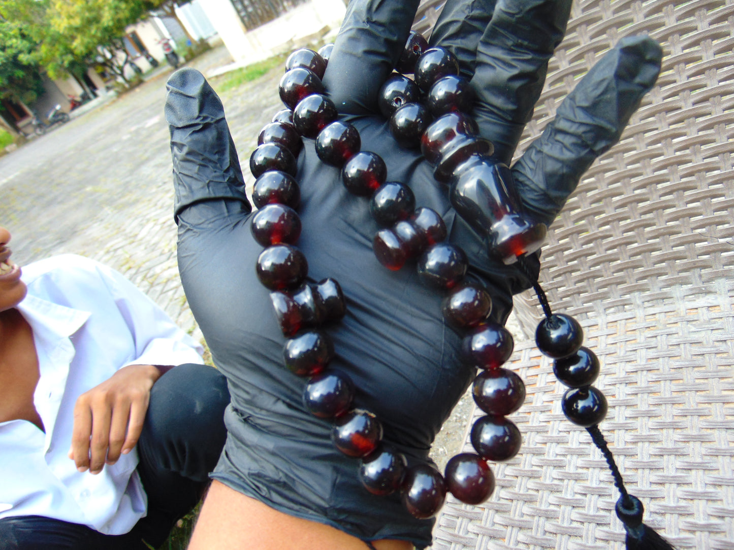 73 gr Tasbih 36 Beads 14 mm Mesbah Rosary Indonesian Cherry Red Amber for Healing FR48