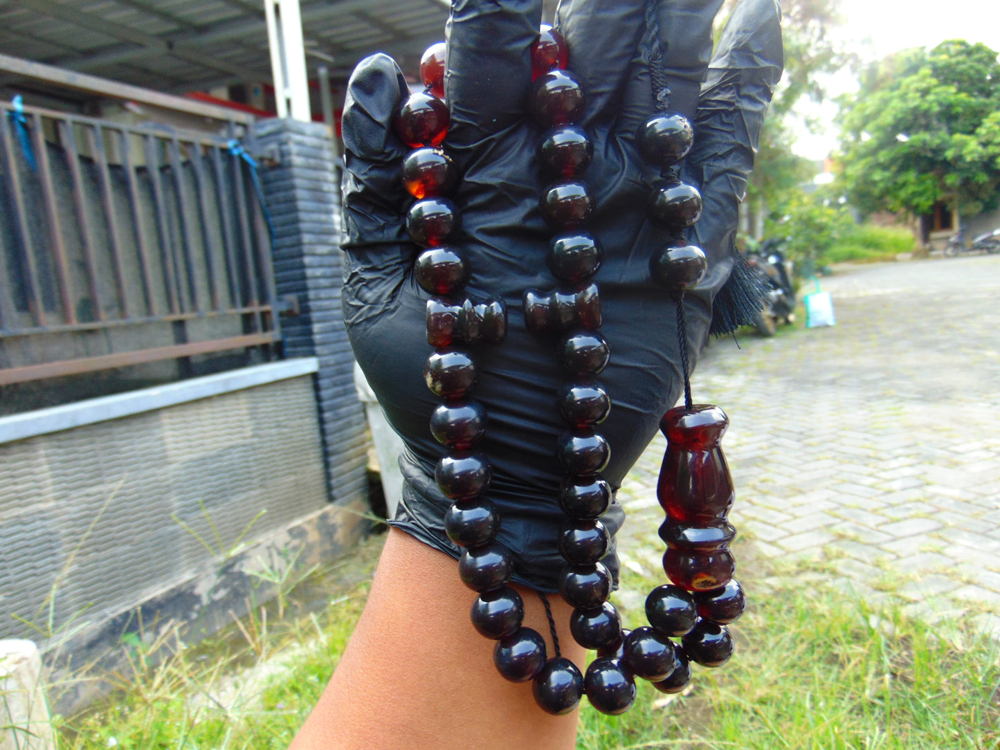 73 gr Tasbih 36 Beads 14 mm Mesbah Rosary Indonesian Cherry Red Amber for Healing FR48