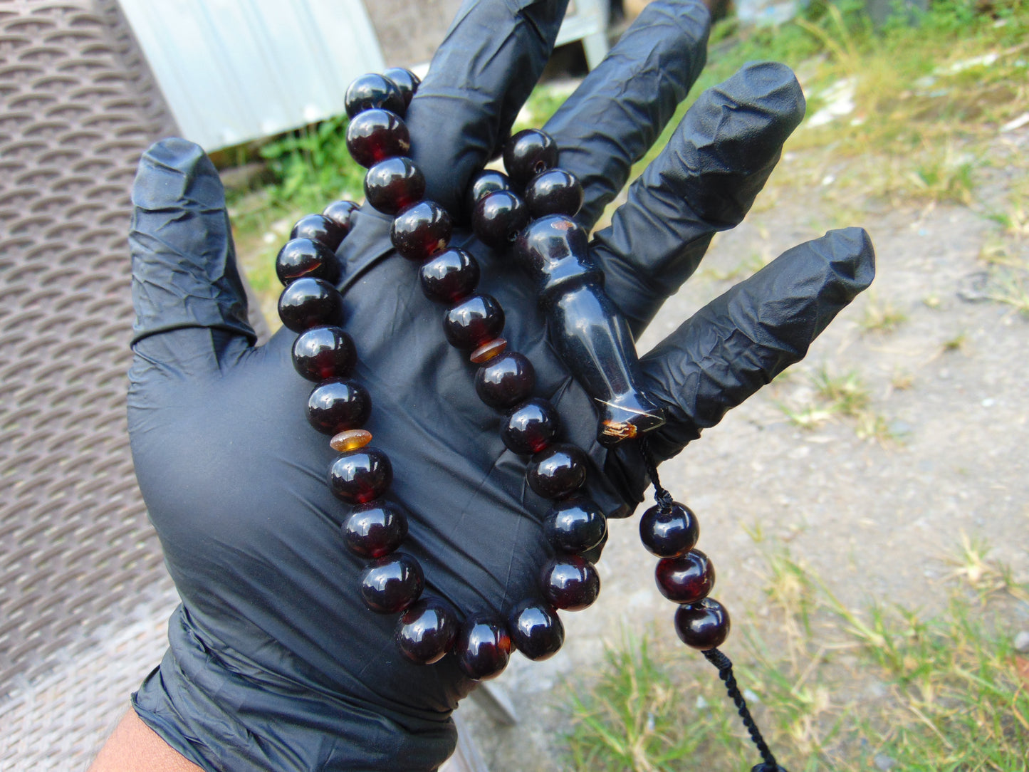 51 gr Hand Tasbih 36 Beads 12 mm Mesbah Rosary Indonesian Black Amber for Healing FR45