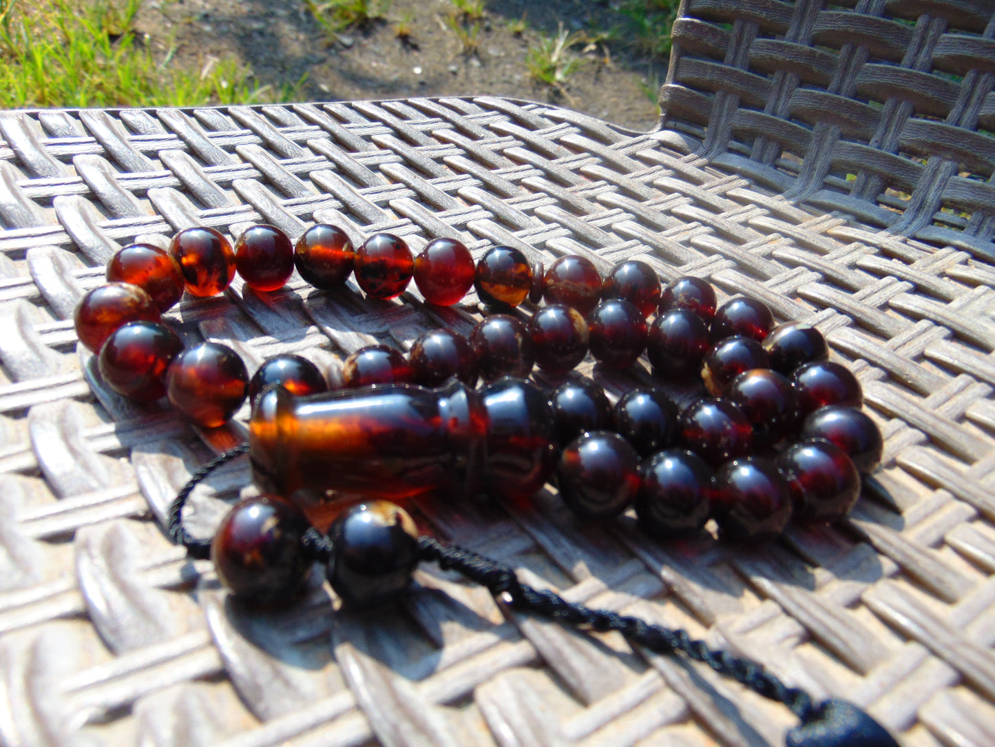 57 gr Tasbih Mesbah Rosary 35 Beads 14 mm Indonesian Dark Red Amber for Healing TB14i31