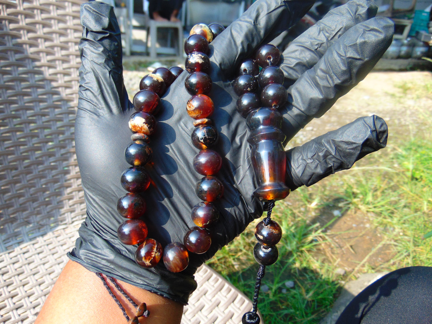 57 gr Tasbih Mesbah Rosary 35 Beads 14 mm Indonesian Dark Red Amber for Healing TB14i31