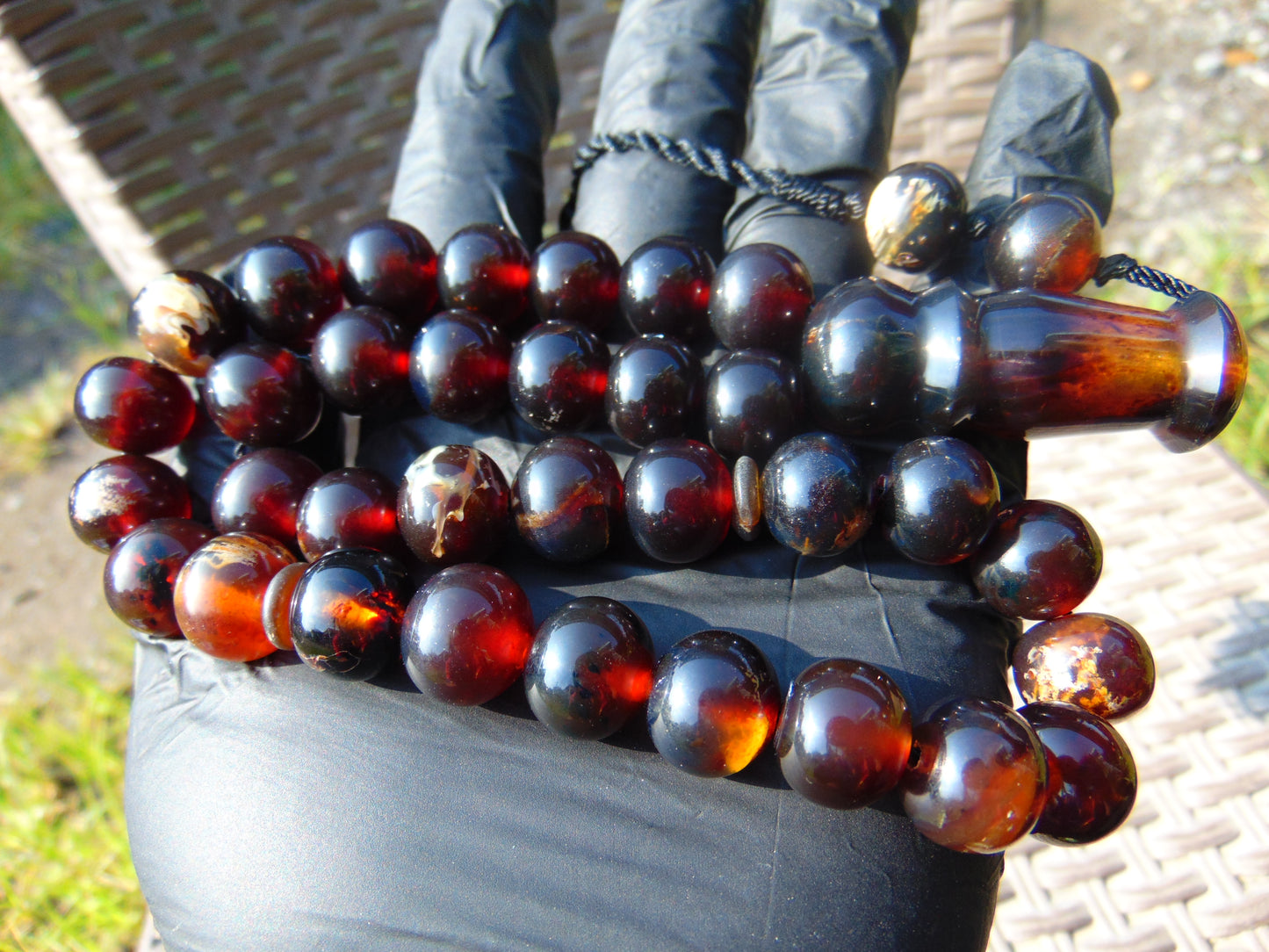 57 gr Tasbih Mesbah Rosary 35 Beads 14 mm Indonesian Dark Red Amber for Healing TB14i31