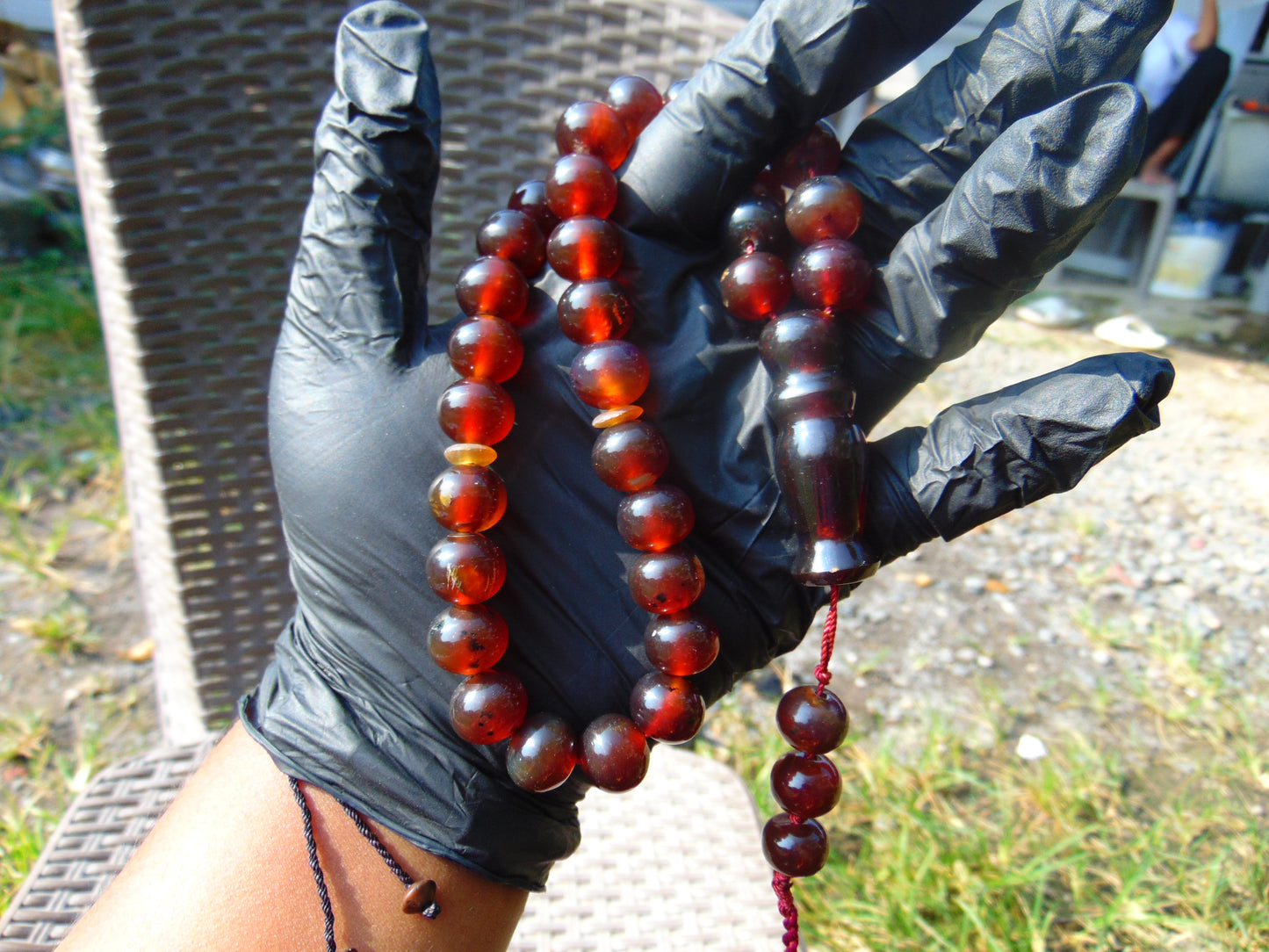 48 gr Hand Tasbih 36 Beads 12 mm Mesbah Rosary Indonesian Red Amber for Healing FR9