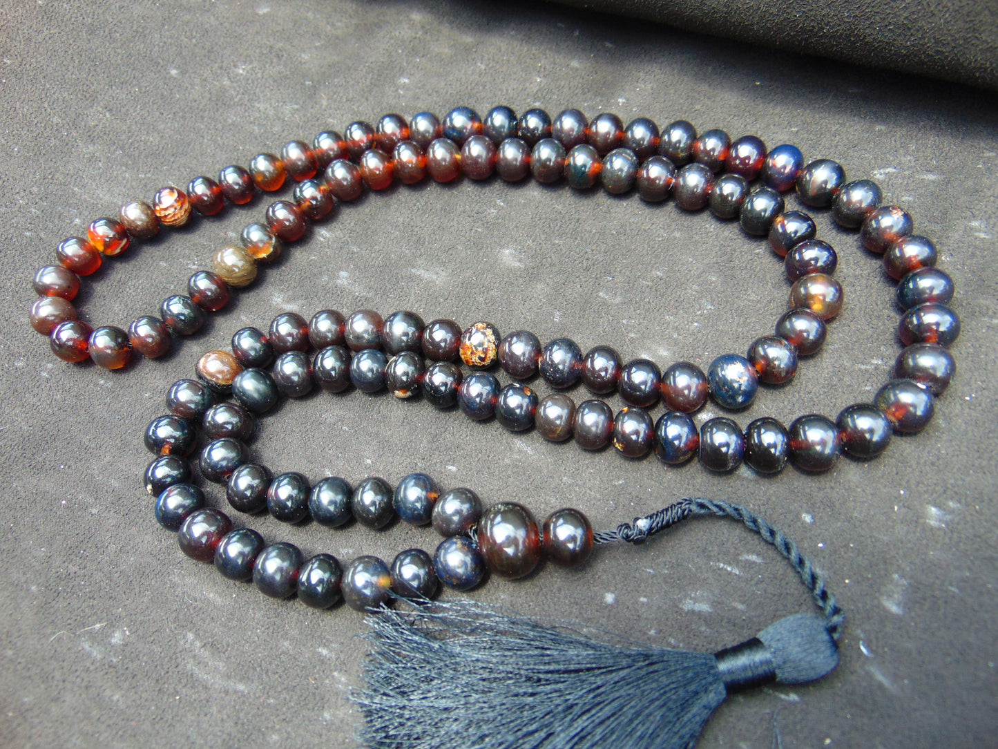 74 gram 108 Beads 10 mm Mala Buddha for Yoga and Meditation Indonesian Black Amber for Healing MB14