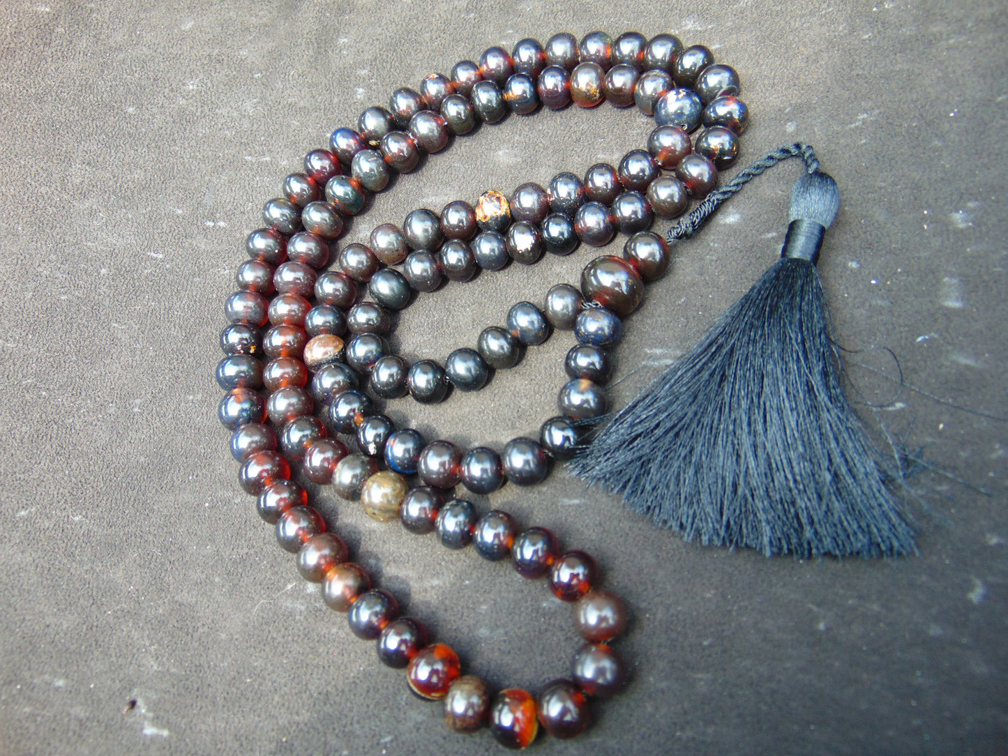 74 gram 108 Beads 10 mm Mala Buddha for Yoga and Meditation Indonesian Black Amber for Healing MB14