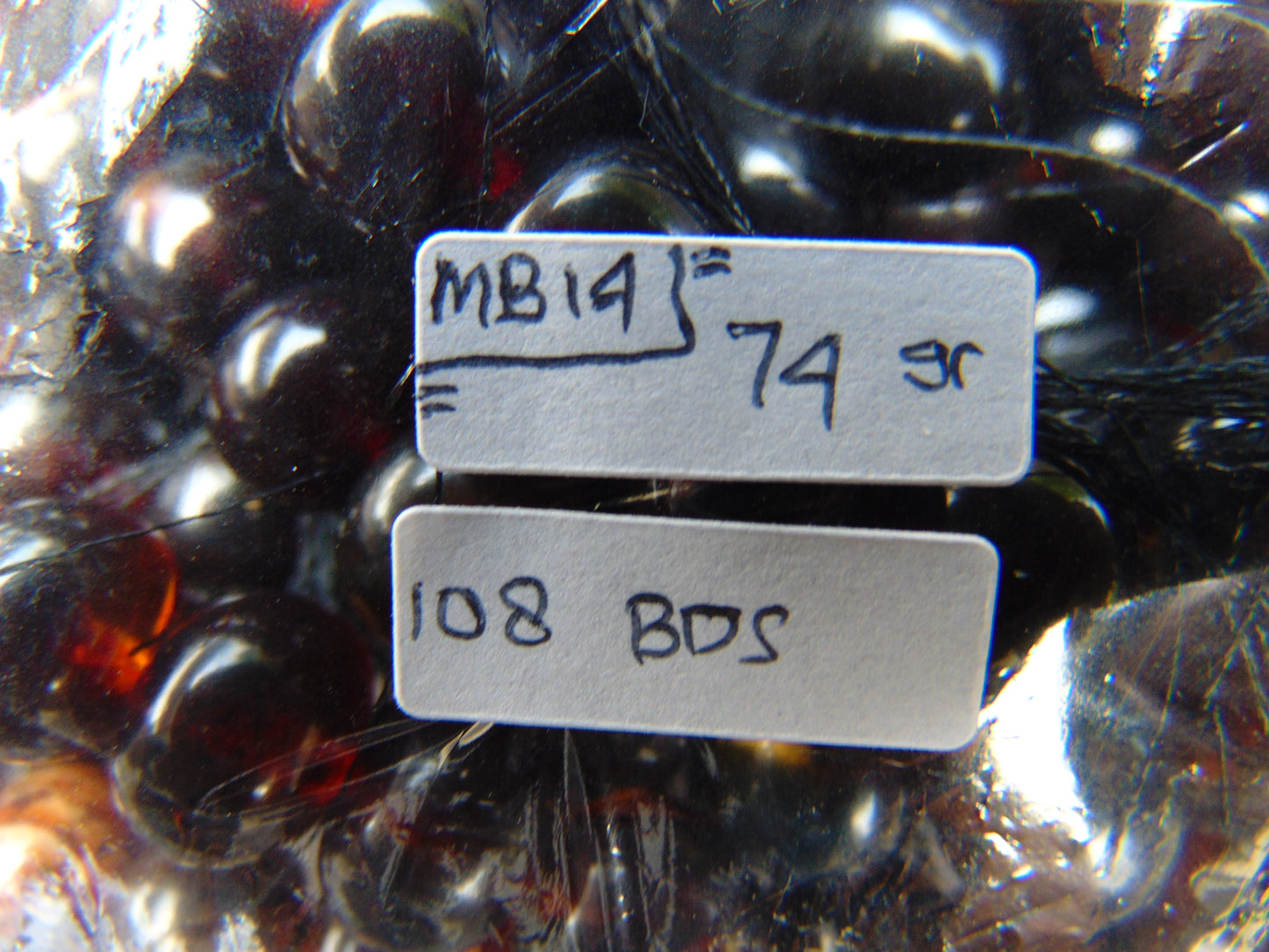 74 gram 108 Beads 10 mm Mala Buddha for Yoga and Meditation Indonesian Black Amber for Healing MB14