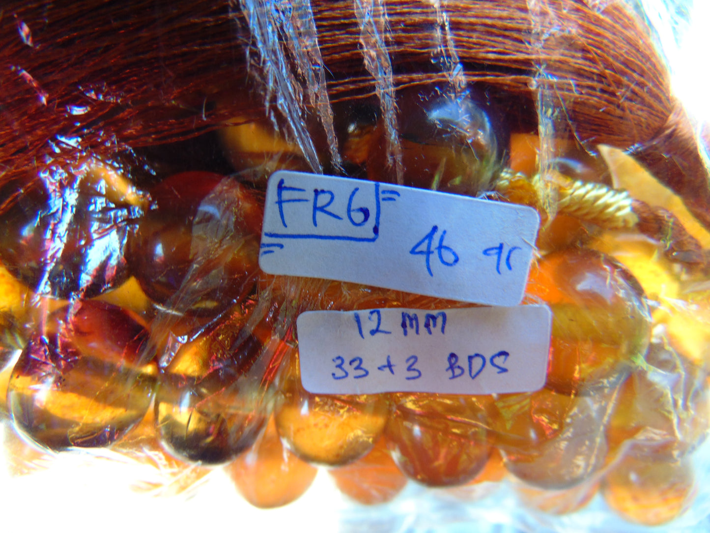 46 gr Hand Tasbih 36 Beads 12 mm Mesbah Rosary Indonesian Yellow Bluish Amber for Healing FR6