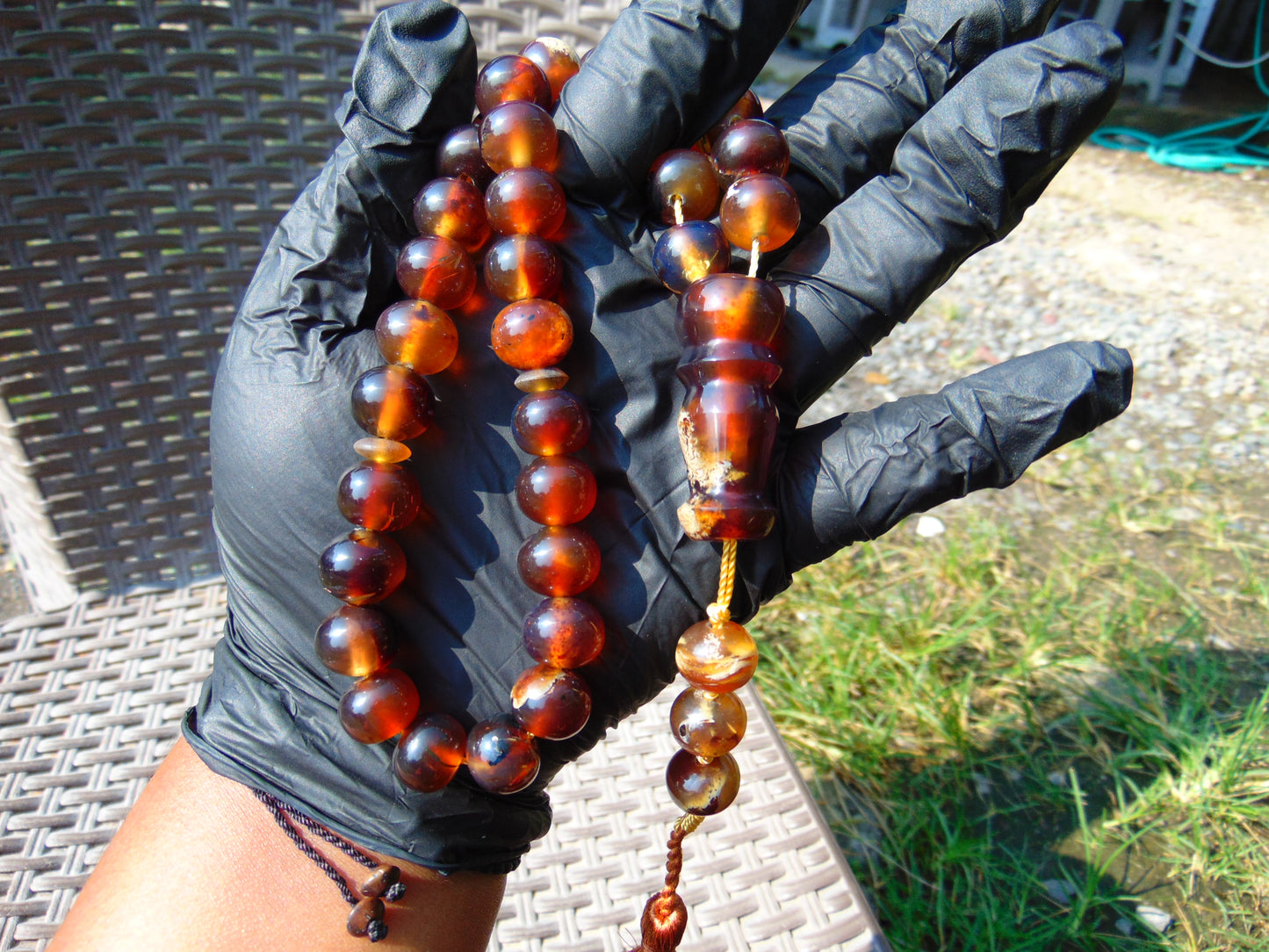 49 gr Hand Tasbih 36 Beads 12 mm Mesbah Rosary Indonesian Amber for Healing FR2