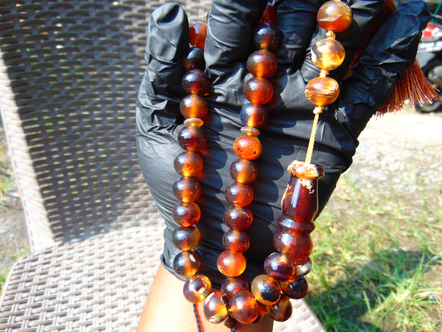 49 gr Hand Tasbih 36 Beads 12 mm Mesbah Rosary Indonesian Amber for Healing FR2
