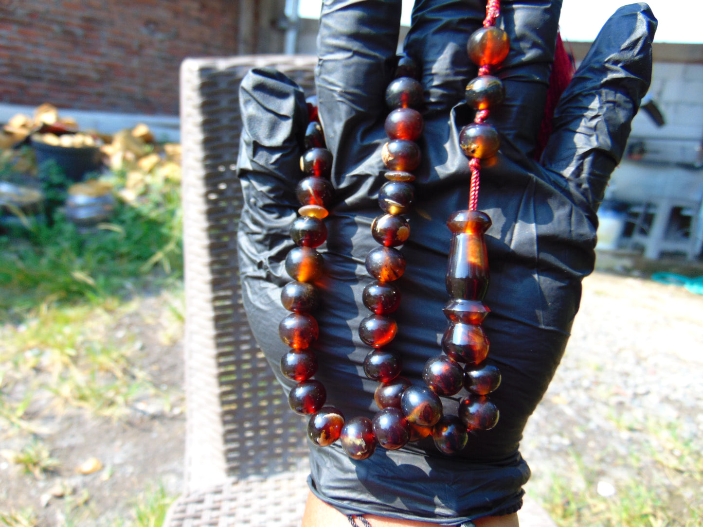 28 gr Hand Tasbih 36 Beads 10 mm Mesbah Rosary Indonesian Dark Red Amber for Healing FR14