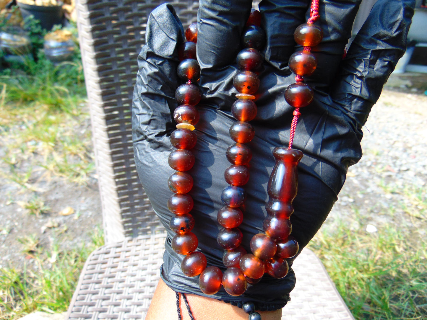 31 gr Hand Tasbih 36 Beads 10 mm Mesbah Rosary Indonesian Red Amber for Healing FR11