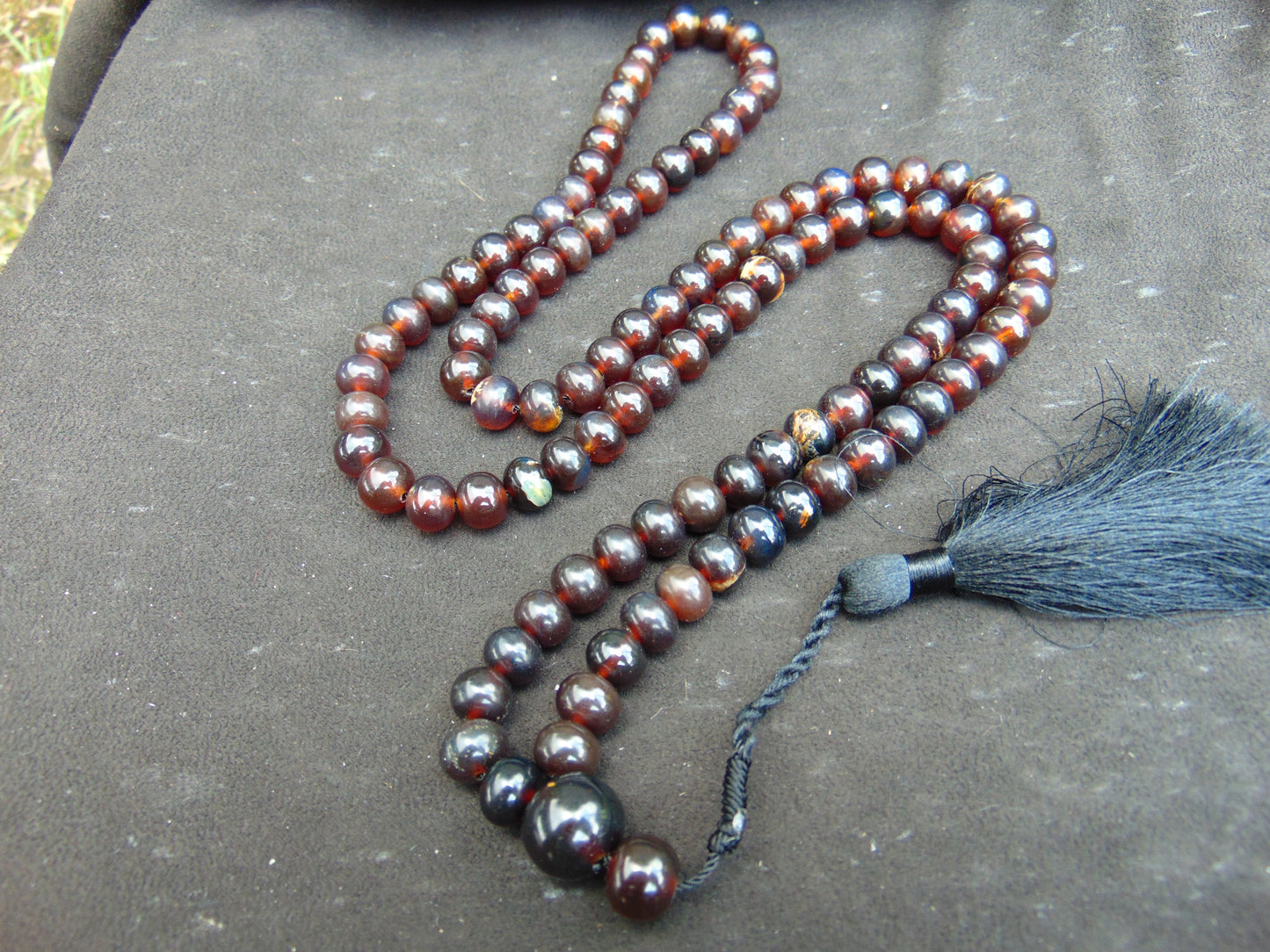 70 gram 108 Beads 10 mm Mala Buddha for Yoga and Meditation Indonesian Black Amber for Healing MB22